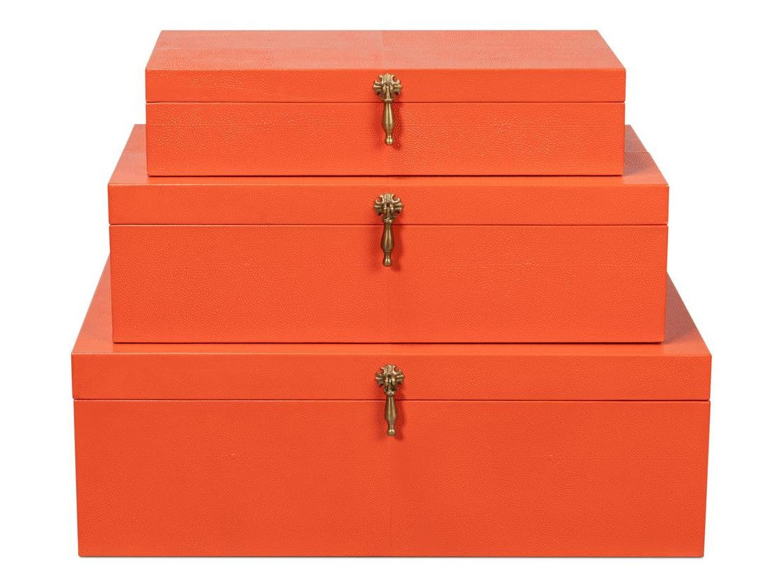 Cosmos Orange Nesting Boxes (Set of 3) - Ornate Home