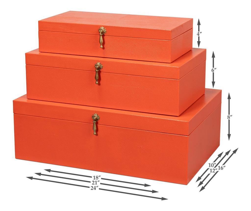 Cosmos Orange Nesting Boxes (Set of 3) - Ornate Home