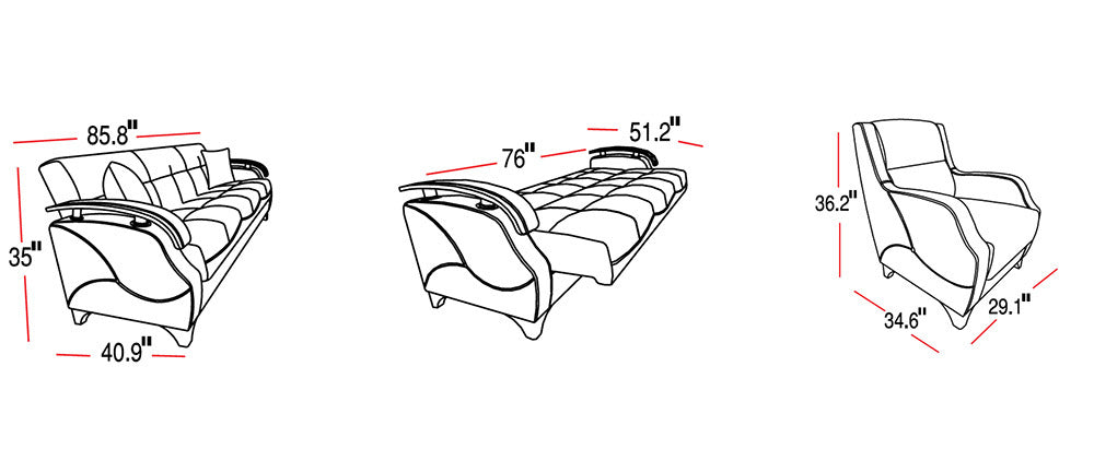 Costa Armony Brown Living Room Set / 3pc - Ornate Home