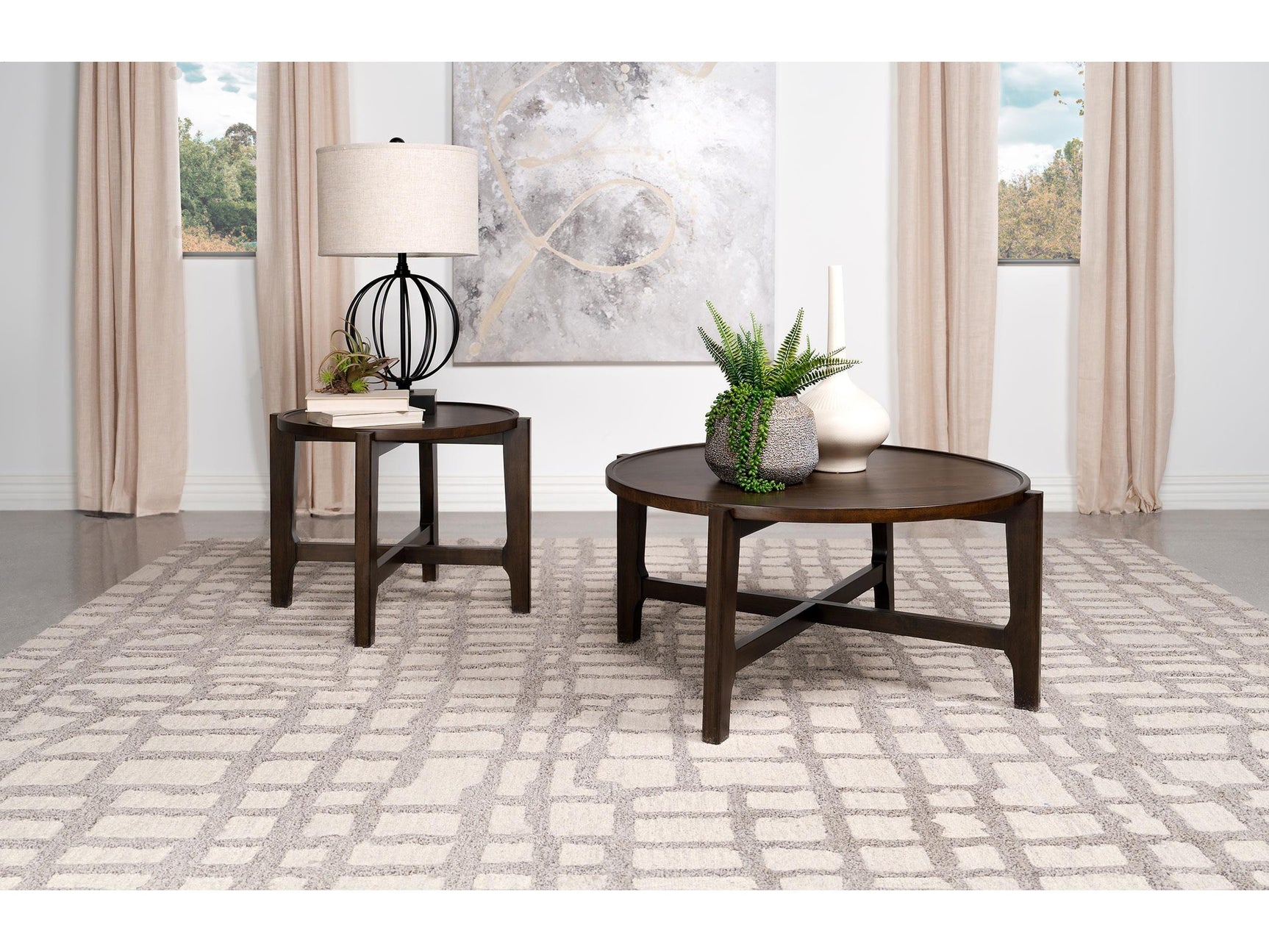 Cota Dark Brown 2-piece Solid Wood Coffee and End Table Set - Ornate Home