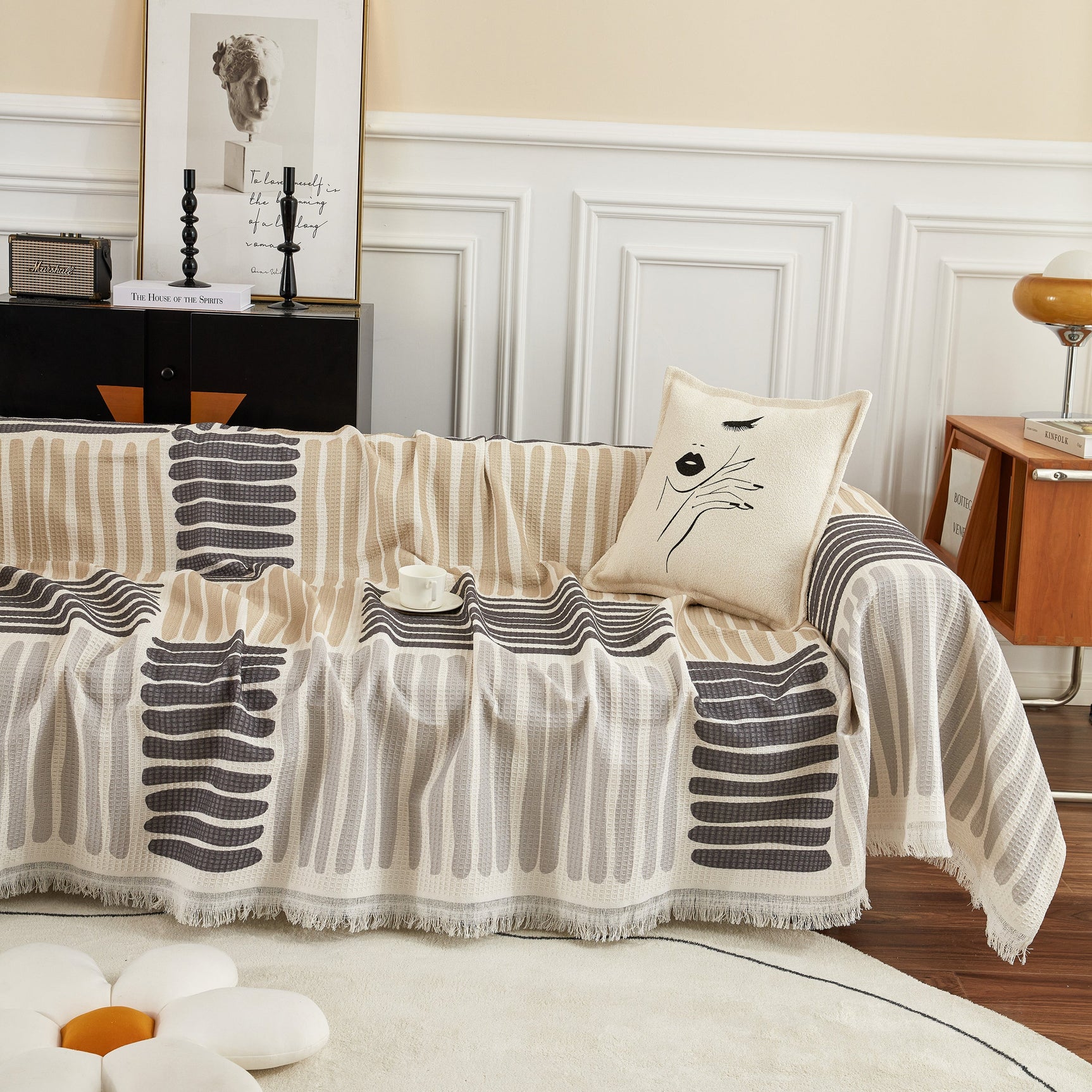 Cotton Sofa Blanket Cover, Throw Blanket Couch Protector, Extra Large Blanket to Cover Couch - Ornate Home