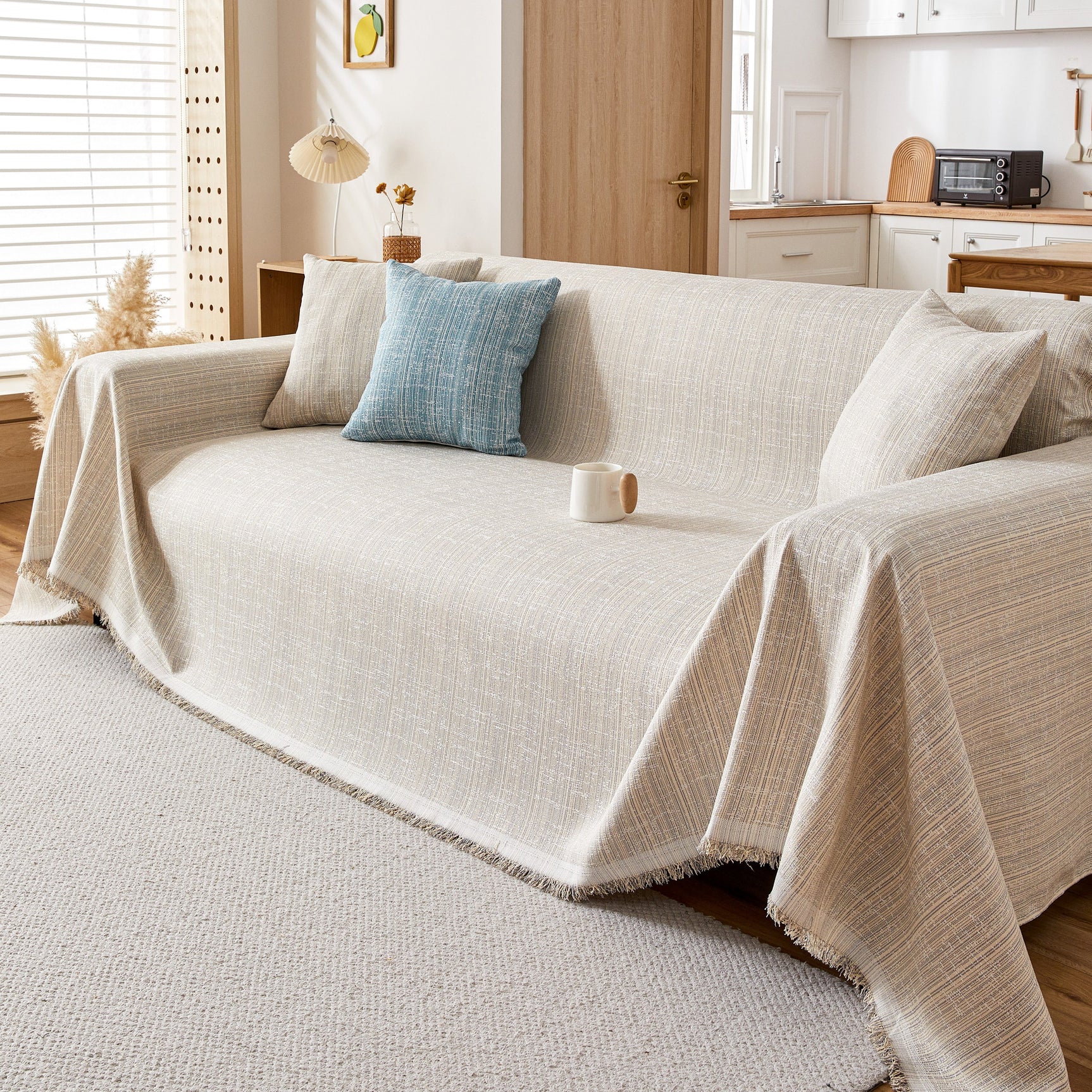 Couch Cover Blanket Couch Covers for Most Shape Sofas Washable Durable Sofa Throw Cover with Tassels - Ornate Home