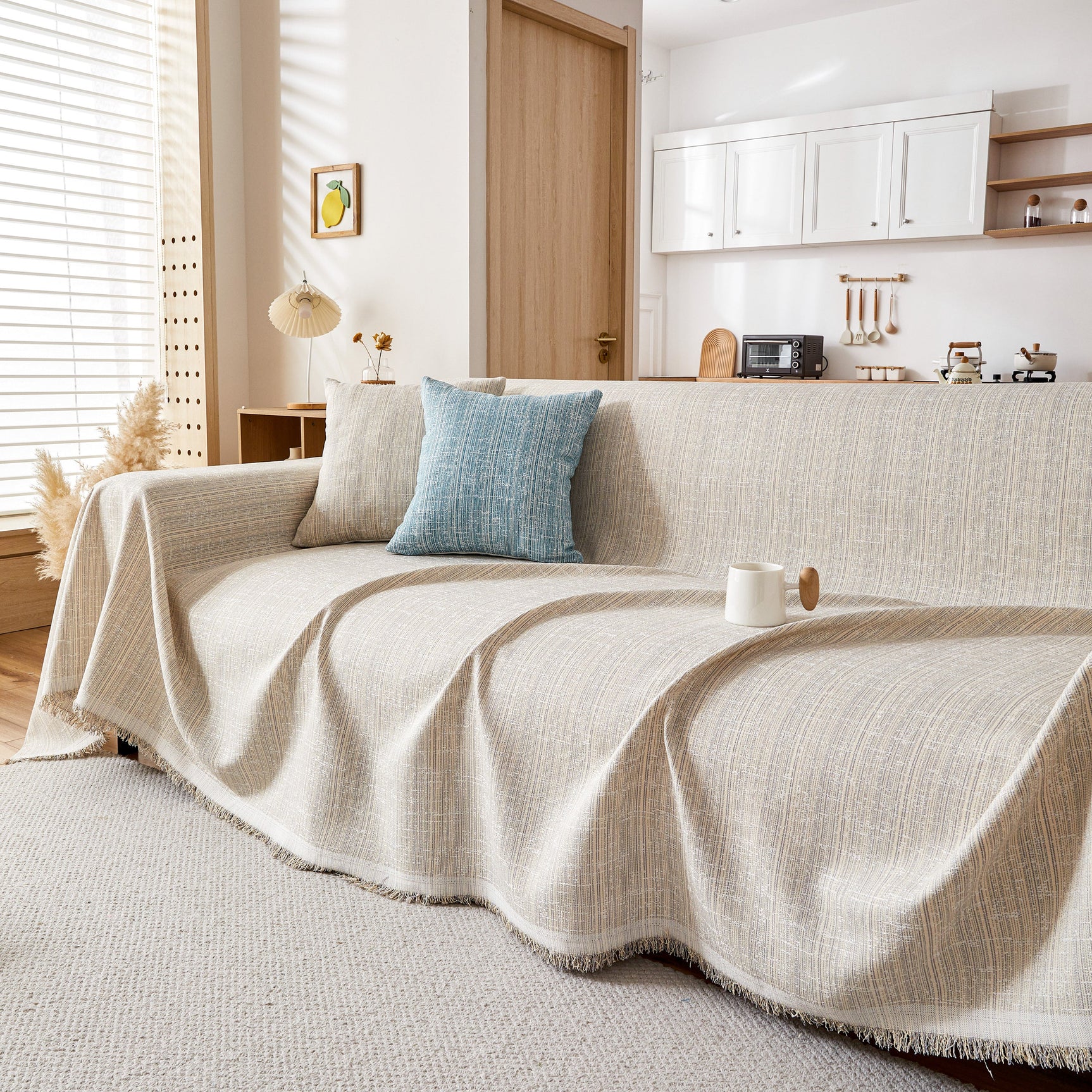 Couch Cover Blanket Couch Covers for Most Shape Sofas Washable Durable Sofa Throw Cover with Tassels - Ornate Home