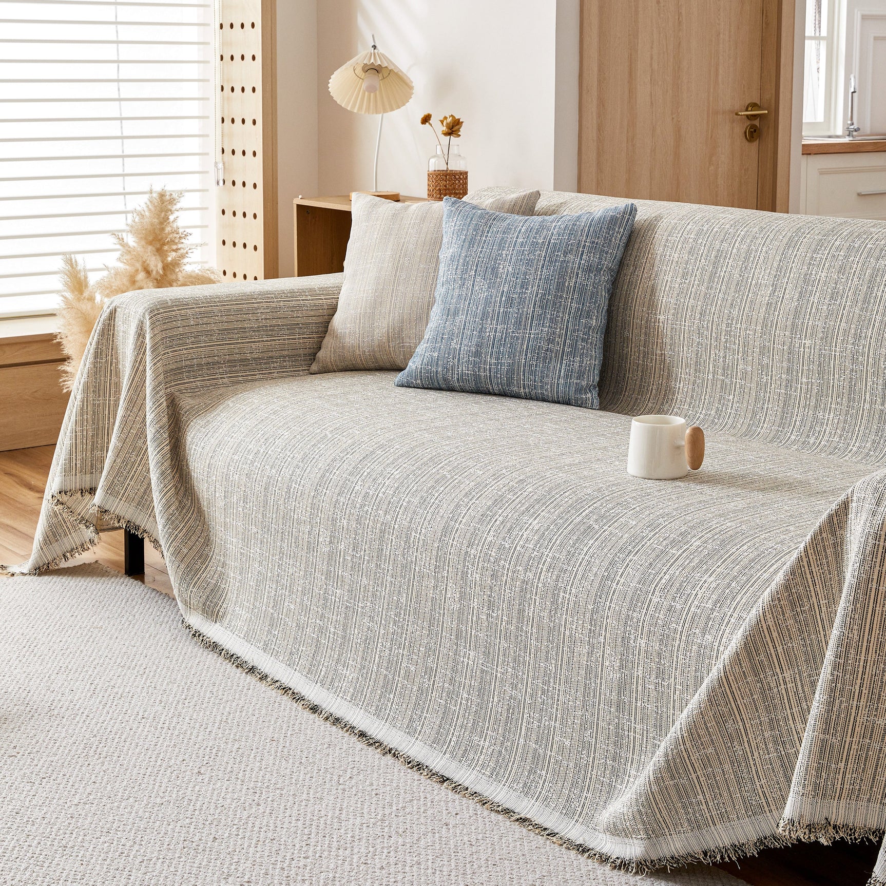 Couch Cover Blanket Couch Covers for Most Shape Sofas Washable Durable Sofa Throw Cover with Tassels - Ornate Home