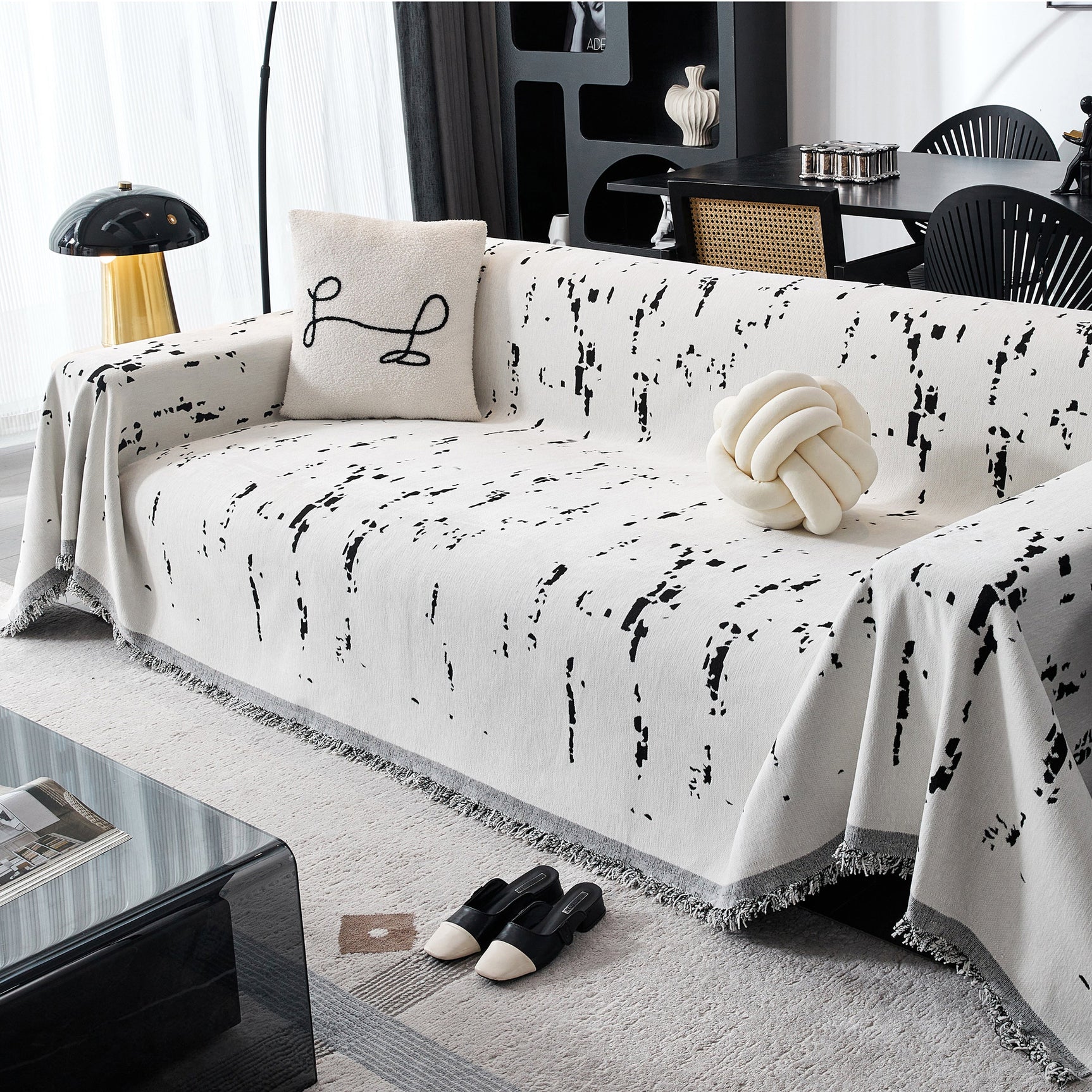 Couch Cover Reversible Chenille Sofa Slipcover for Sectional Multi-Use Decorative Couch Protector - Ornate Home