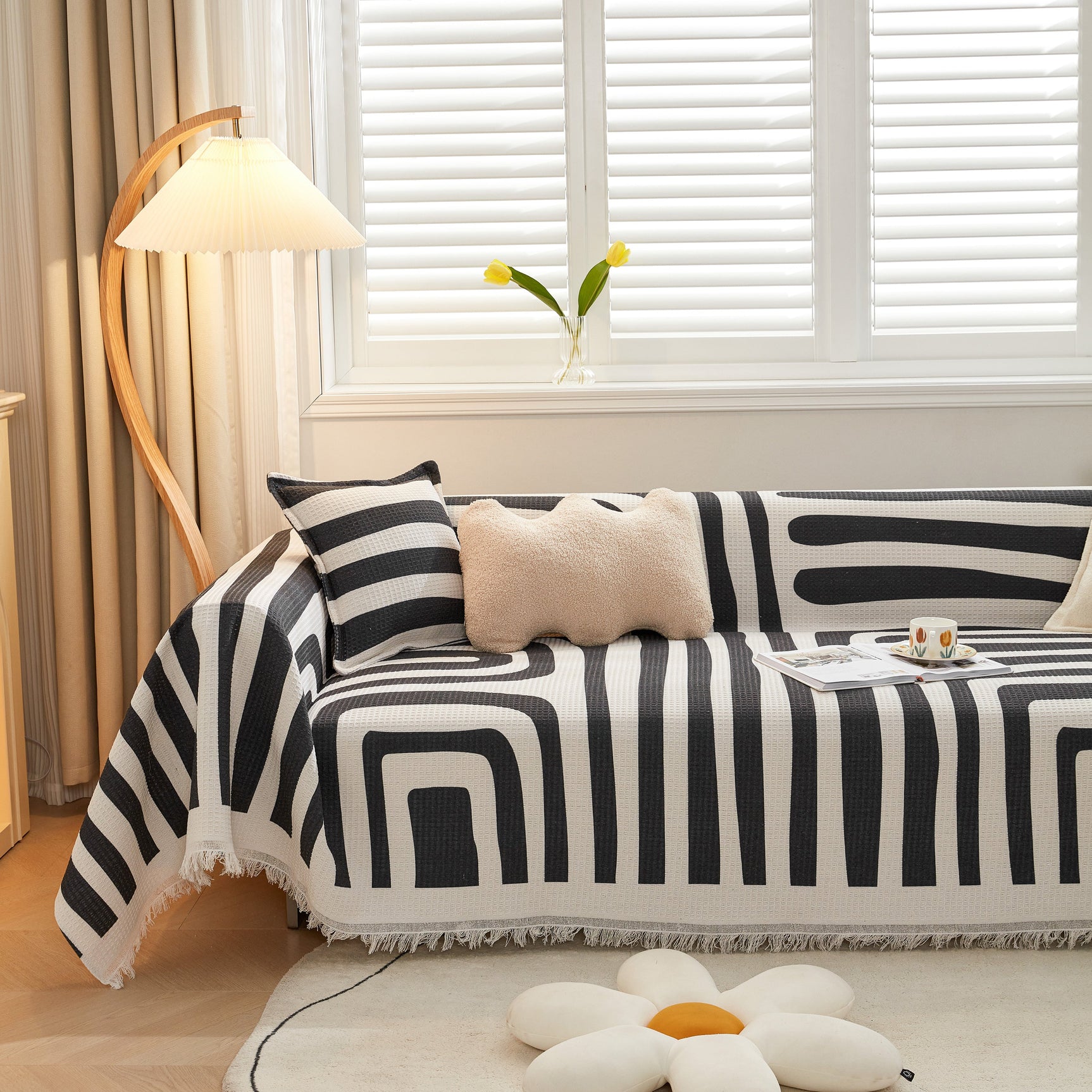 Couch Cover for Most Shape Sofas, Waffle Lattice Sofa Cover Throw, Washable Furniture Covers for Pets - Ornate Home