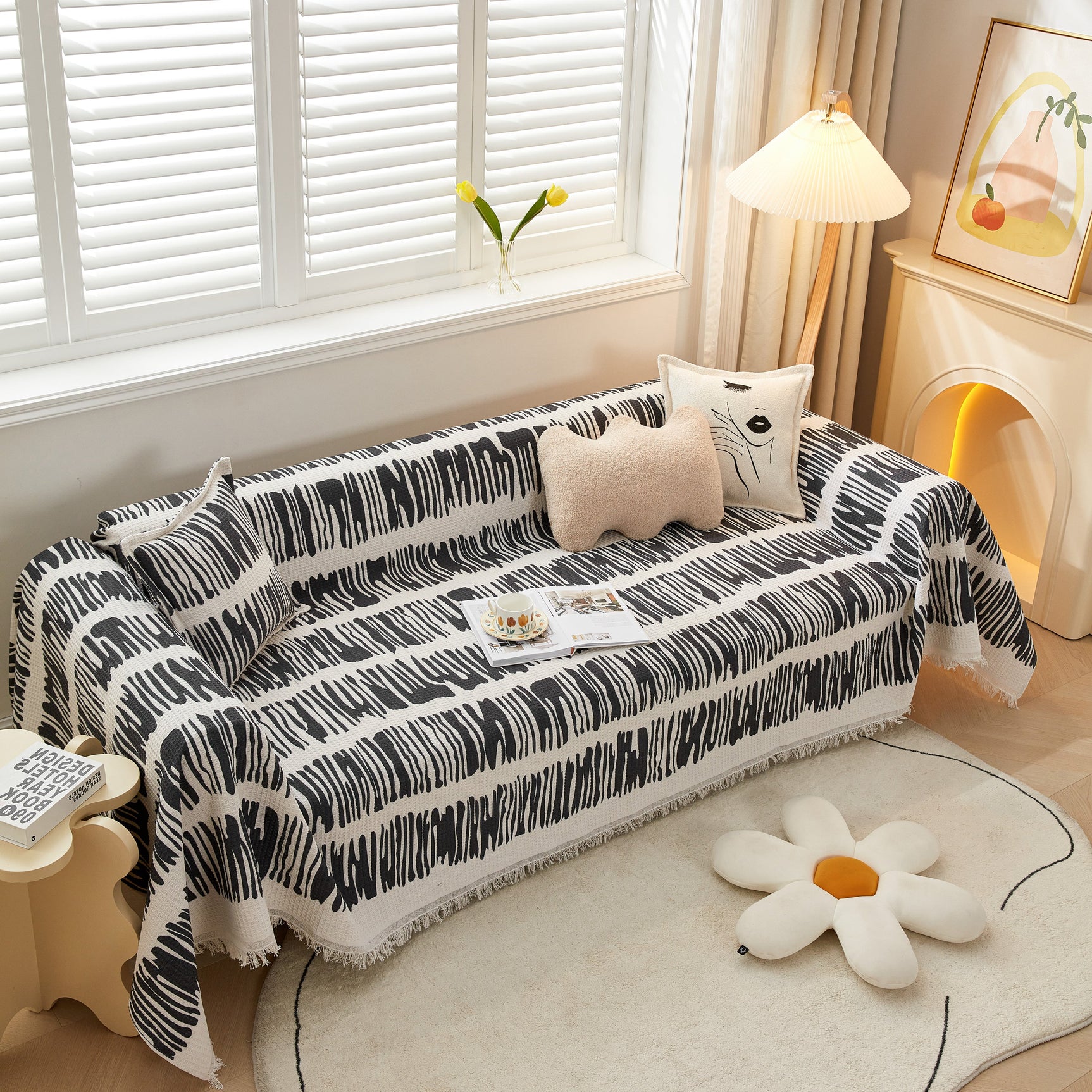 Couch Cover for Most Shape Sofas, Waffle Lattice Sofa Cover Throw, Washable Furniture Covers for Pets - Ornate Home