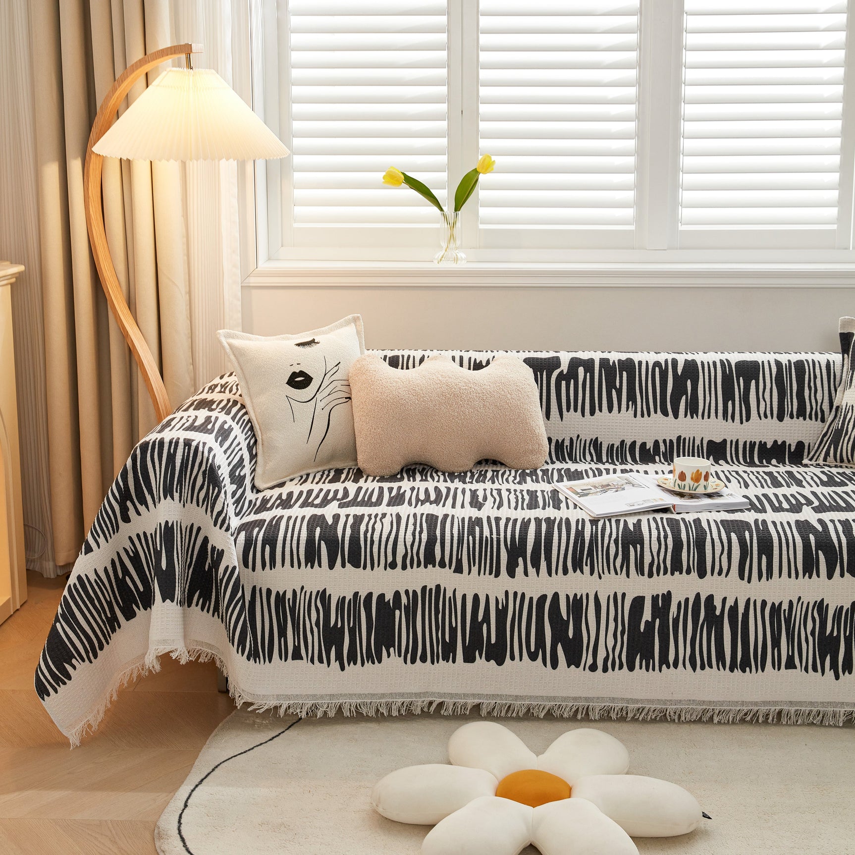 Couch Cover for Most Shape Sofas, Waffle Lattice Sofa Cover Throw, Washable Furniture Covers for Pets - Ornate Home