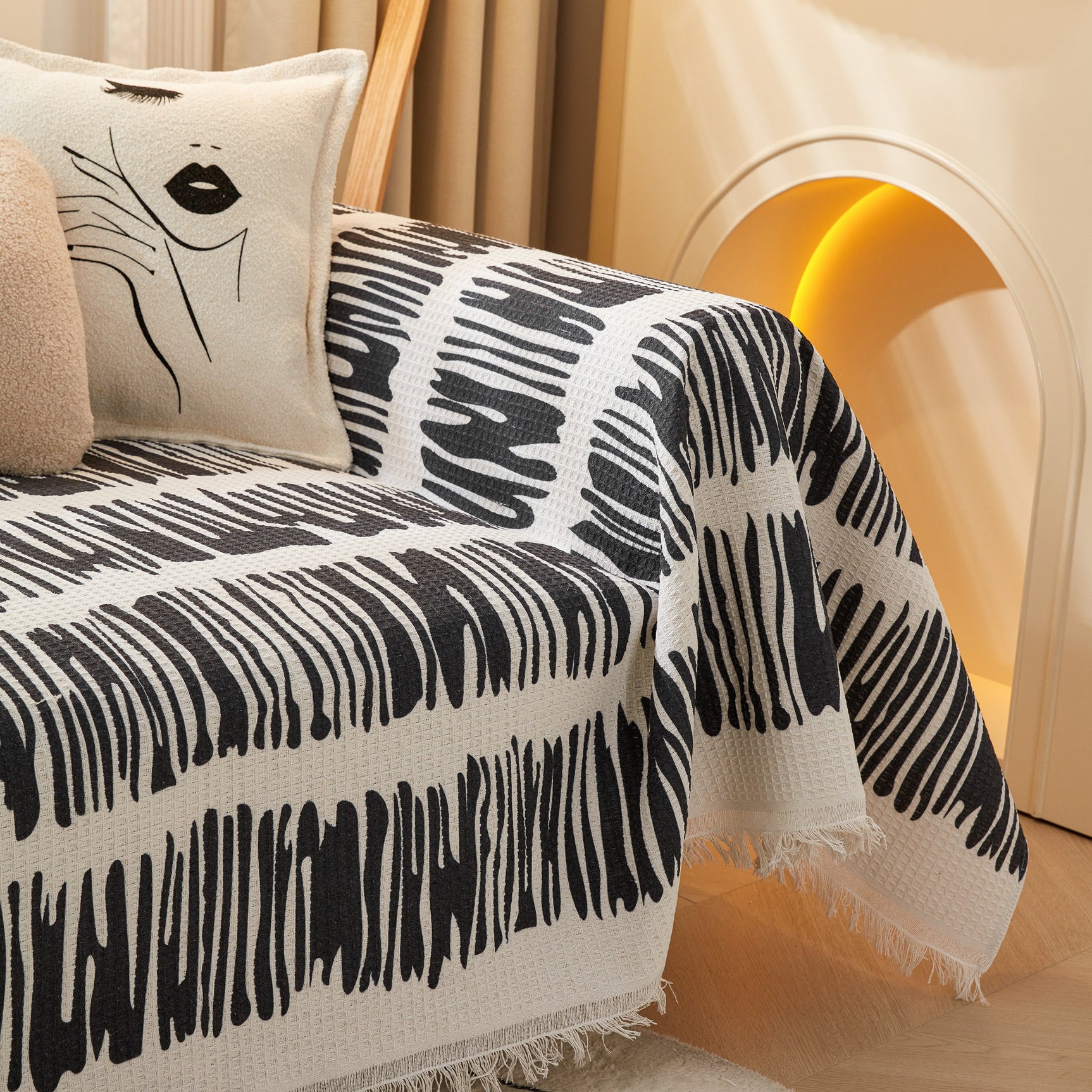 Couch Cover for Most Shape Sofas, Waffle Lattice Sofa Cover Throw, Washable Furniture Covers for Pets - Ornate Home