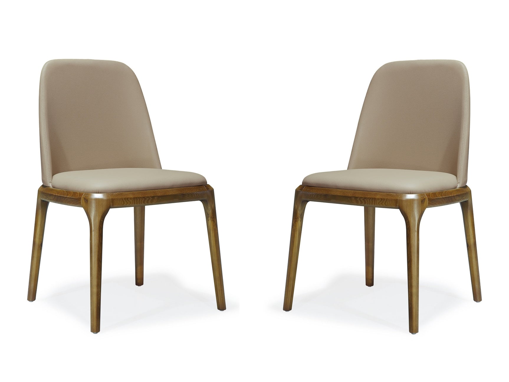 Courding Dining Chair in Tan and Walnut (set of 2) - Ornate Home