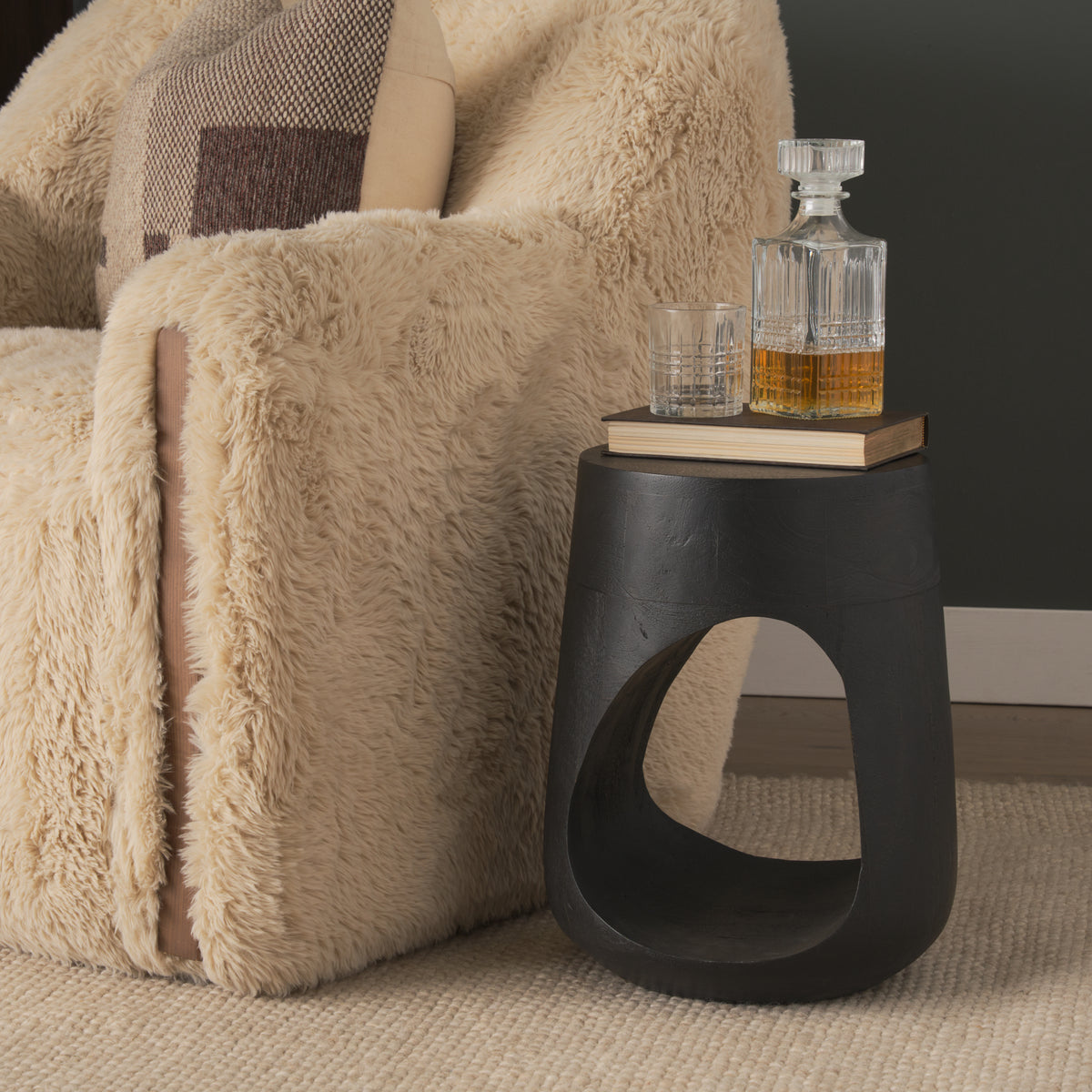Cove Dark Brown Sculptural Open Side Table