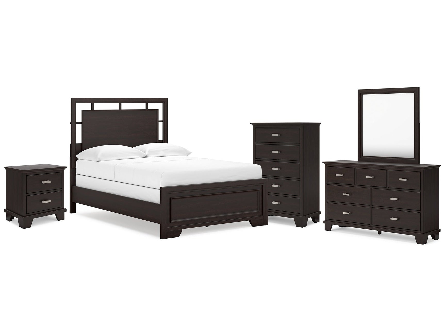 Covetown Dark Brown Full Panel Bed & Dresser & Mirror & Chest & Nightstand (Online Special Price) - Ornate Home