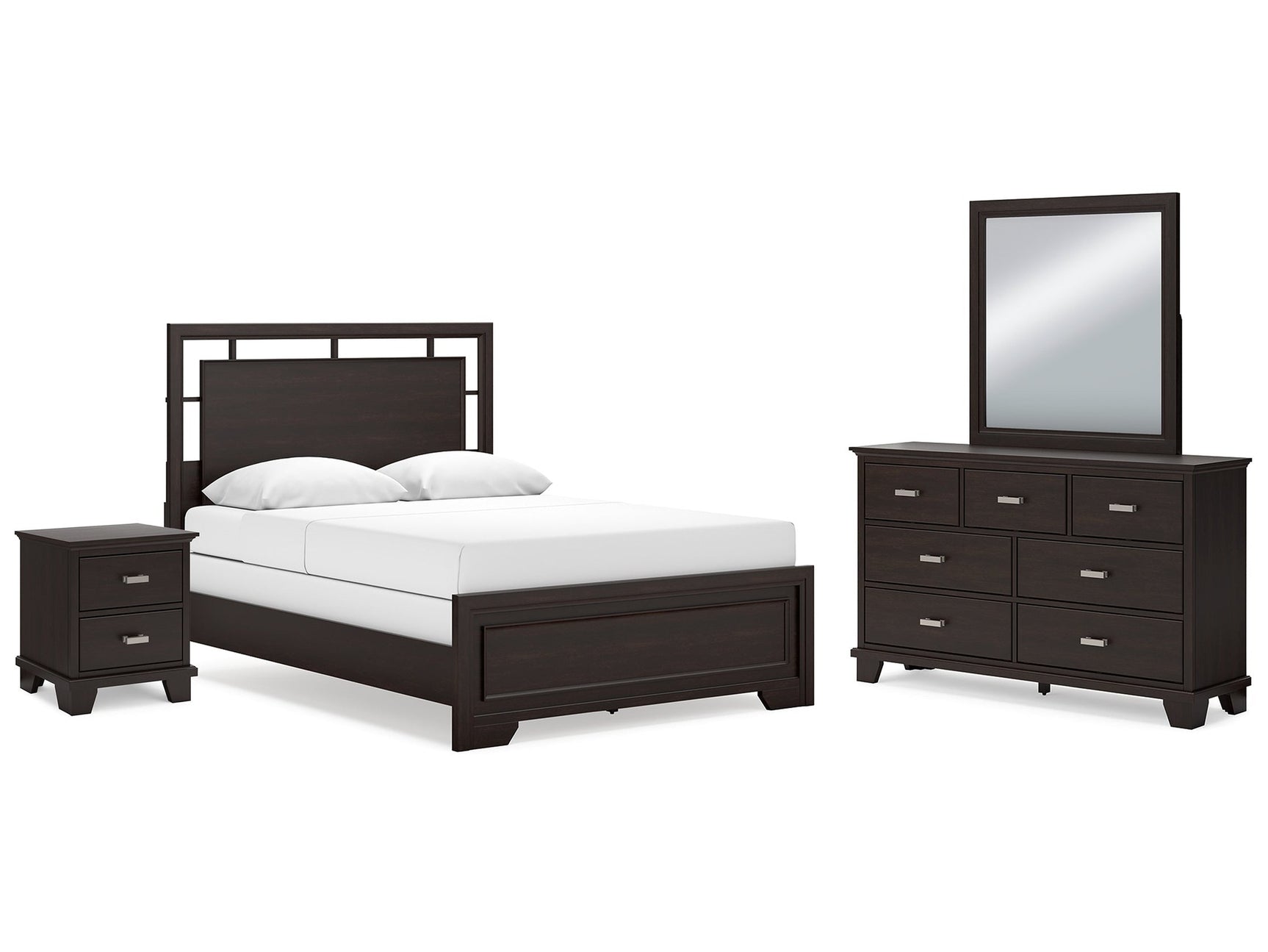 Covetown Queen Panel Bedroom Set with Dresser, Mirror and Nightstand - Ornate Home