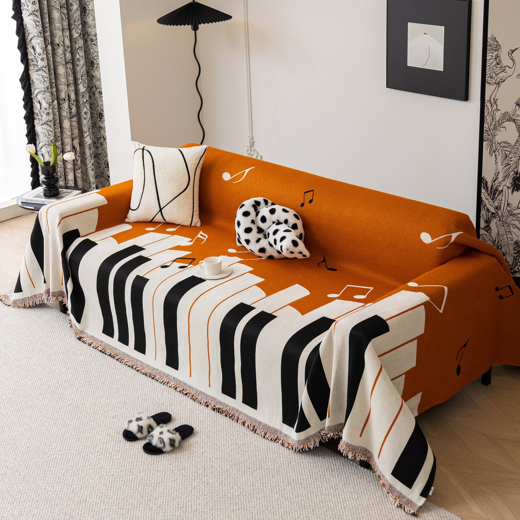 Cozy Chenille Dynamic Notes Sectional Couch Cover Blanket, Perfect Couch Throw Covers for Pets - Ornate Home