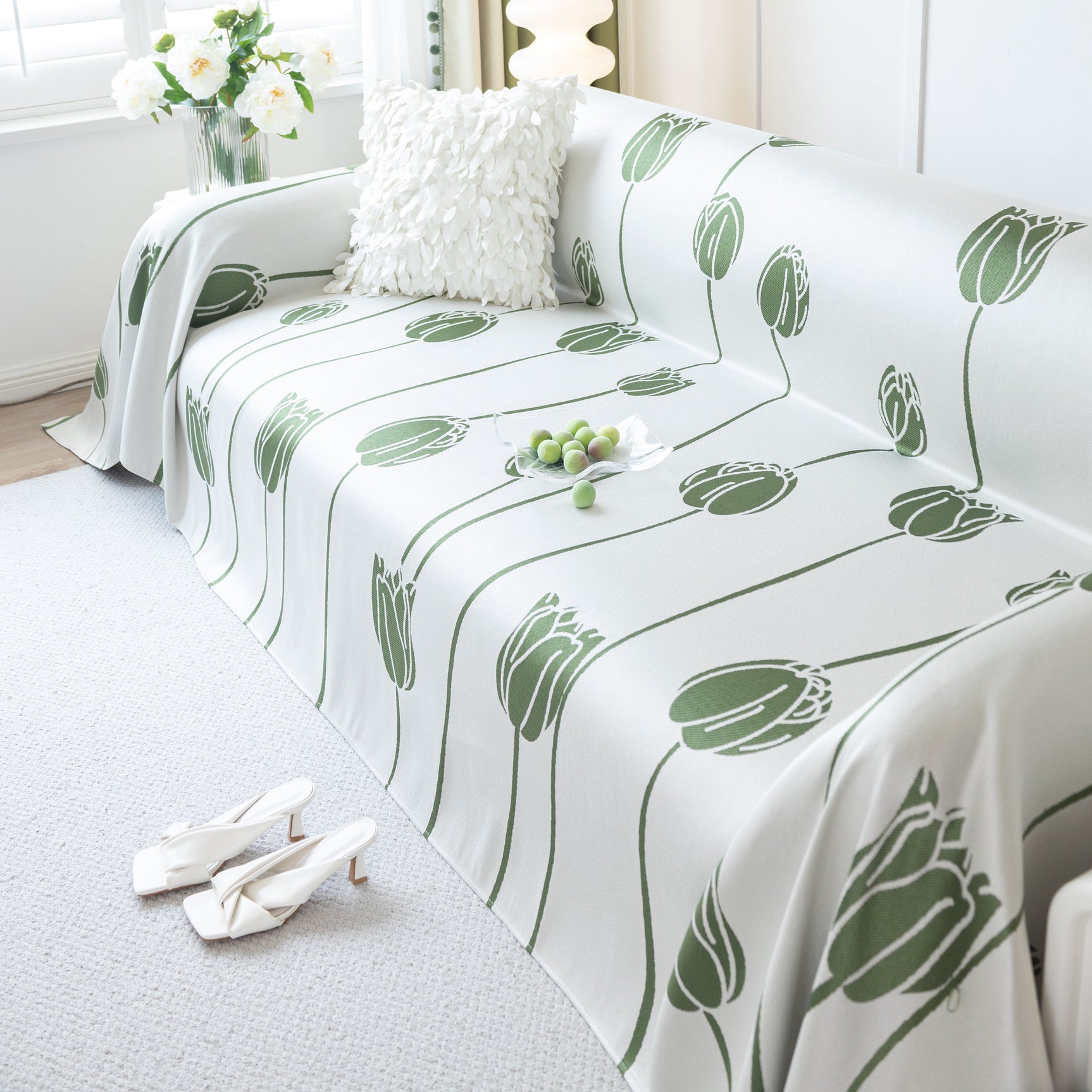 Cozy Cooling Tulip Sofa Throw Covers, Decorative & Breathable Couch Cover, Elegant Couch Protector - Ornate Home
