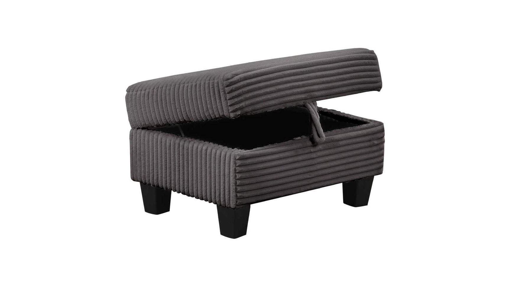 Cozy Gray Velvet RAF Sectional Sofa w/ Storage Ottoman - Ornate Home