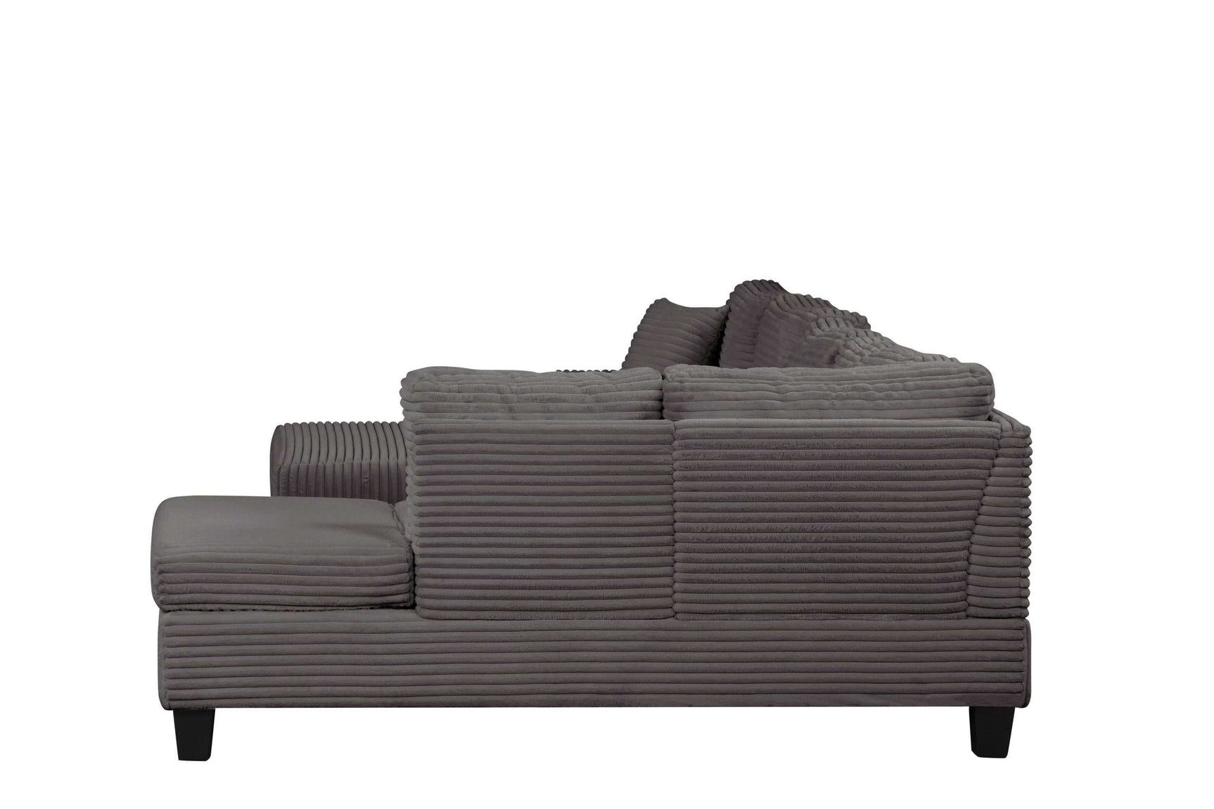 Cozy Gray Velvet RAF Sectional Sofa w/ Storage Ottoman - Ornate Home