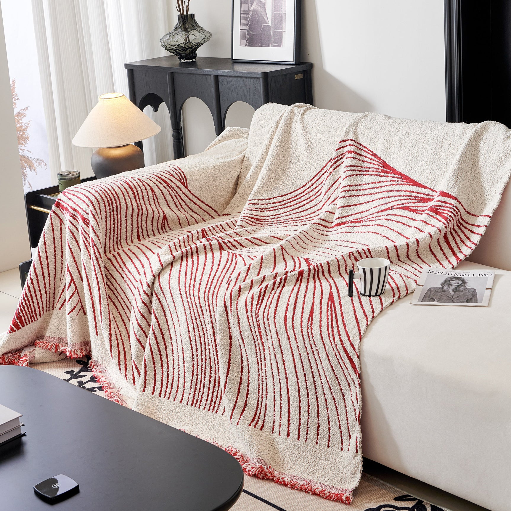Cozy Striped Sofa Throw Blanket L Shaped Sectional Couch Covers Luxury Throws for Sofas - Ornate Home