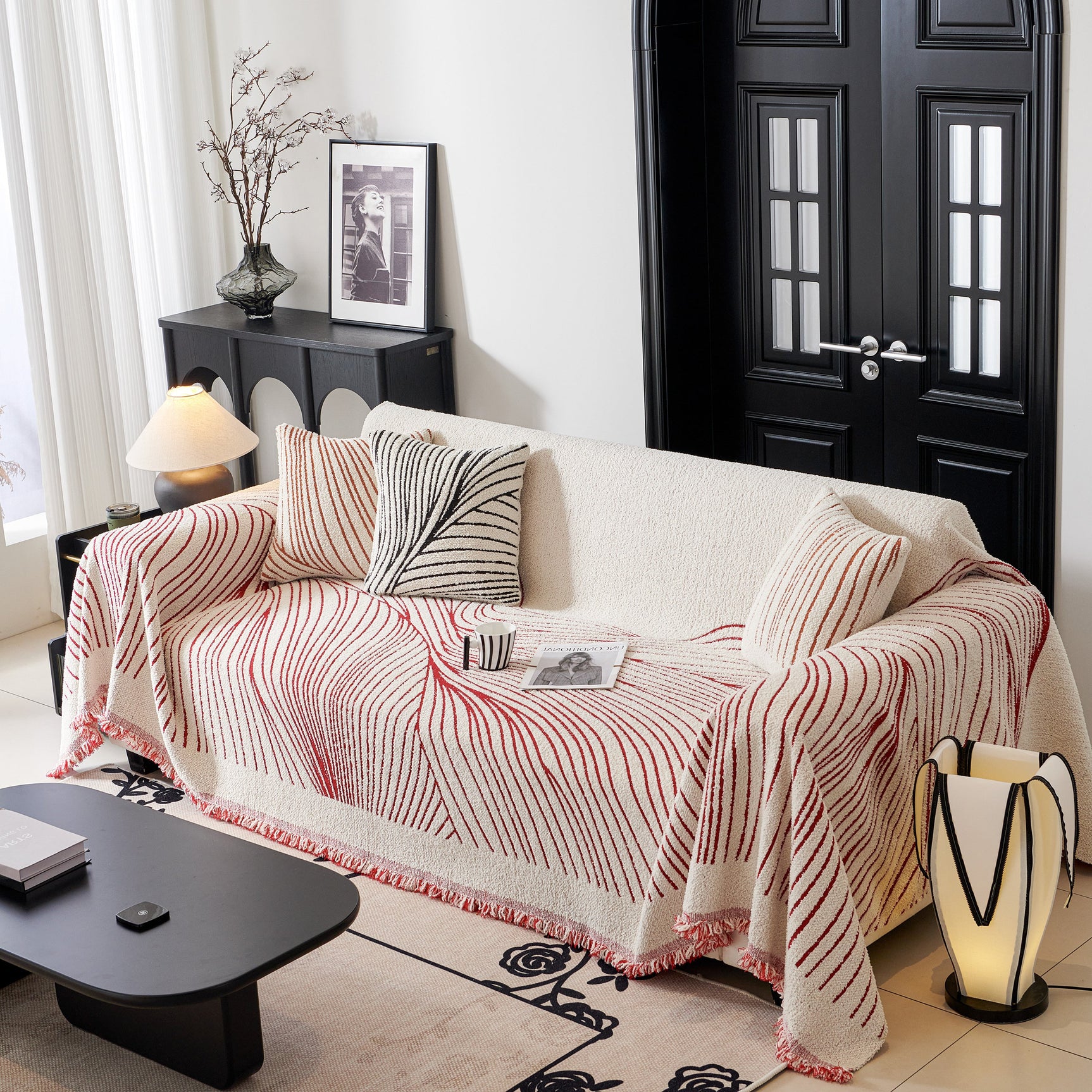 Cozy Striped Sofa Throw Blanket L Shaped Sectional Couch Covers Luxury Throws for Sofas - Ornate Home