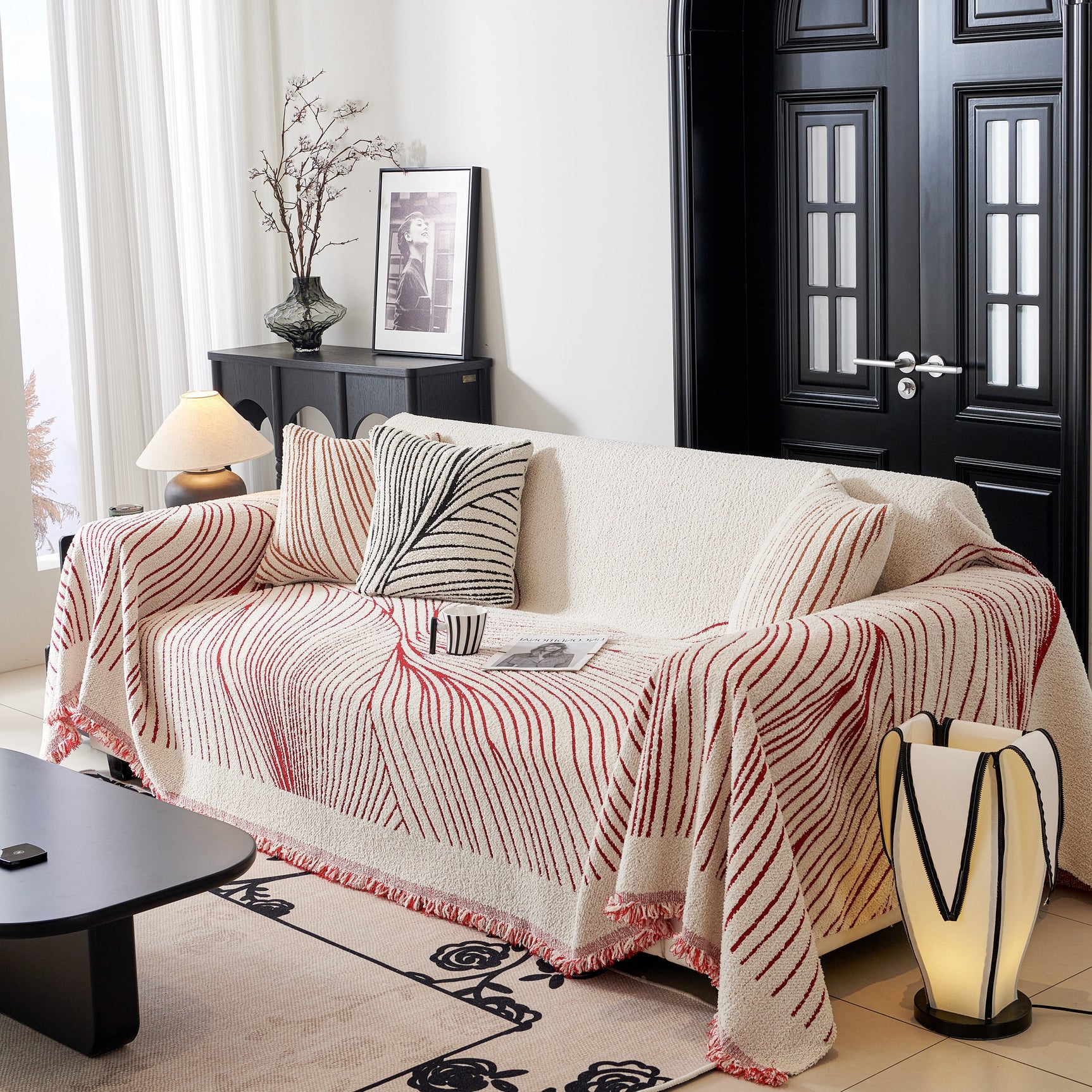 Cozy Striped Sofa Throw Blanket L Shaped Sectional Couch Covers Luxury Throws for Sofas - Ornate Home
