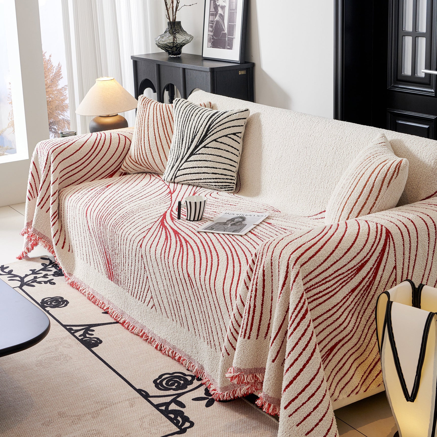 Cozy Striped Sofa Throw Blanket L Shaped Sectional Couch Covers Luxury Throws for Sofas - Ornate Home