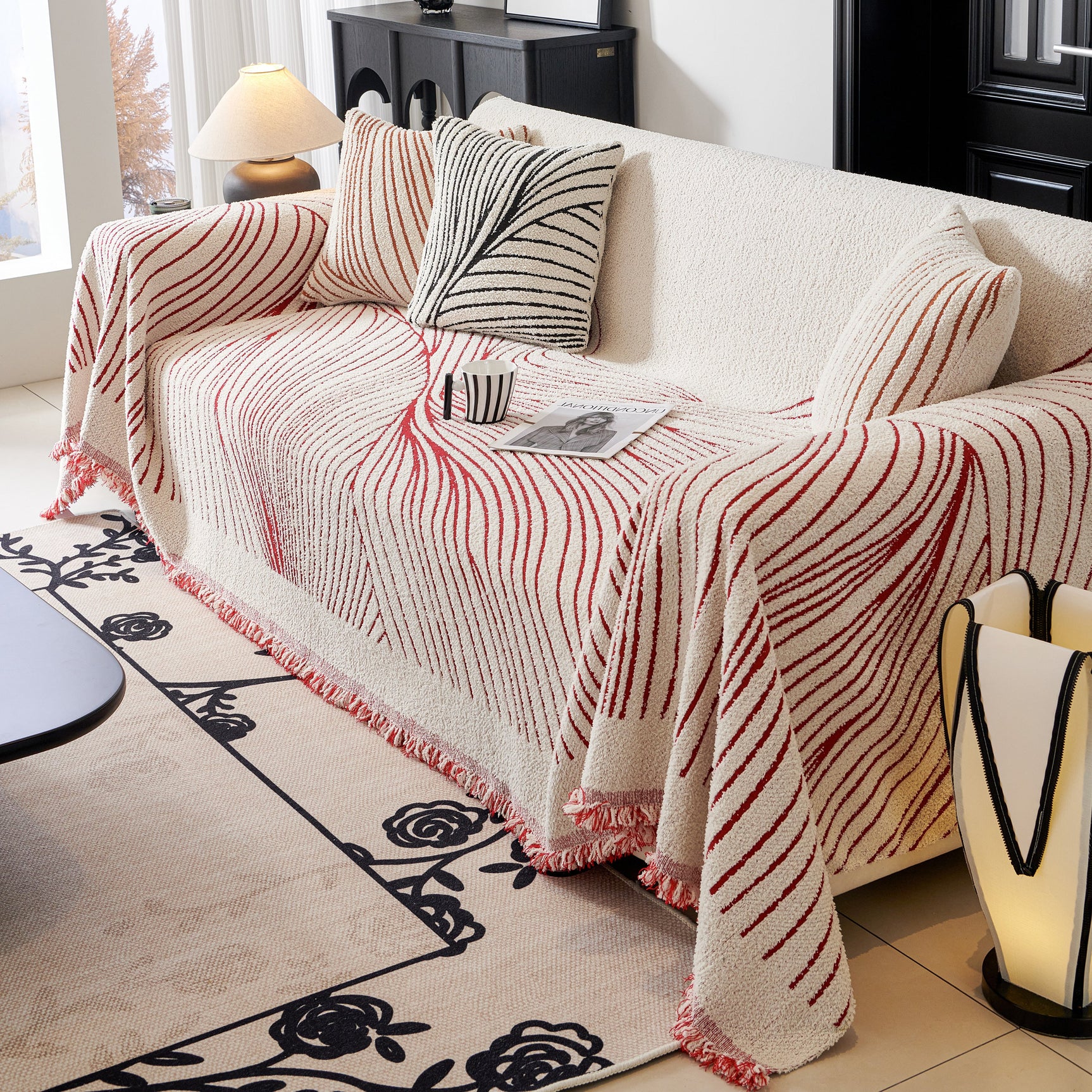 Cozy Striped Sofa Throw Blanket L Shaped Sectional Couch Covers Luxury Throws for Sofas - Ornate Home