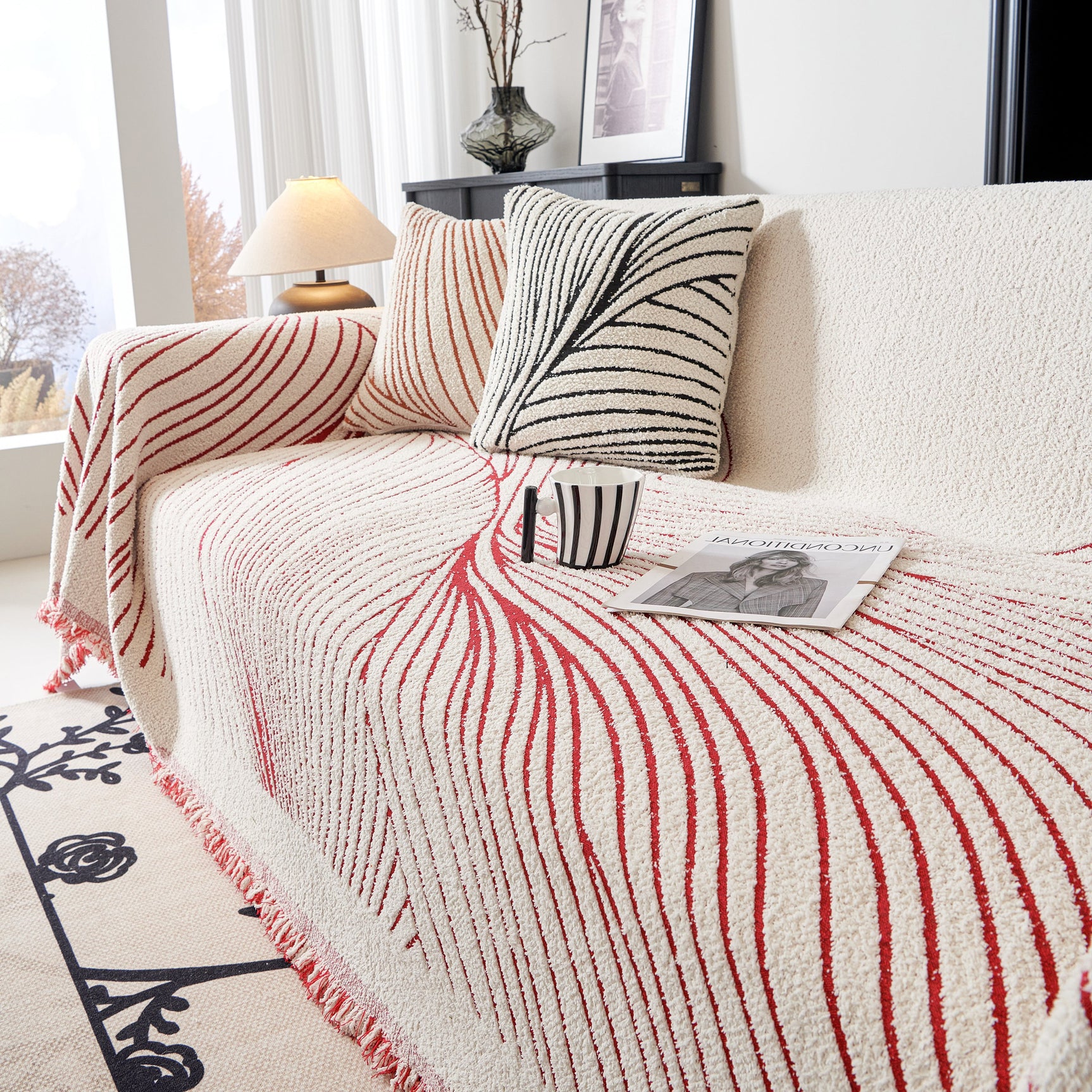 Cozy Striped Sofa Throw Blanket L Shaped Sectional Couch Covers Luxury Throws for Sofas - Ornate Home
