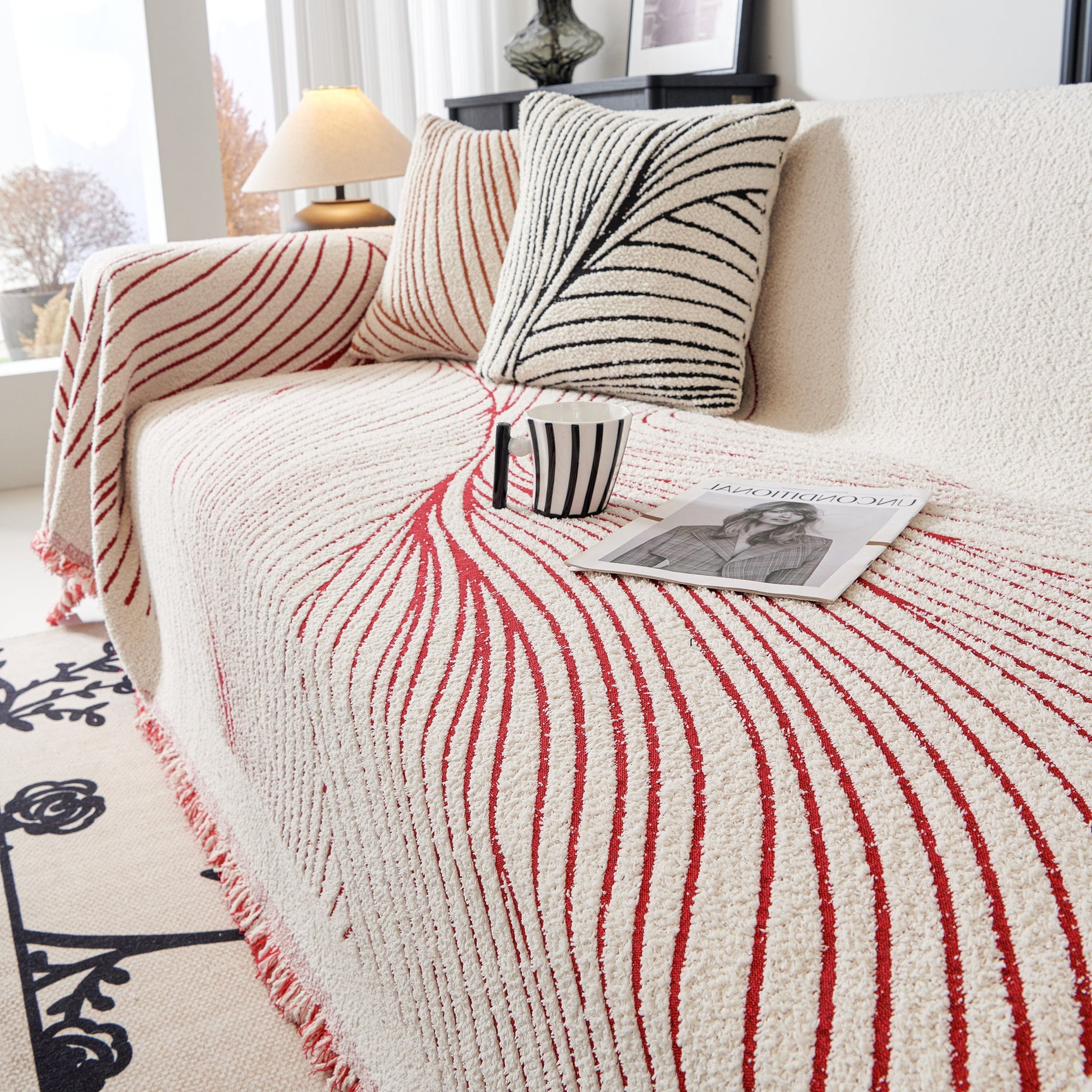 Cozy Striped Sofa Throw Blanket L Shaped Sectional Couch Covers Luxury Throws for Sofas - Ornate Home