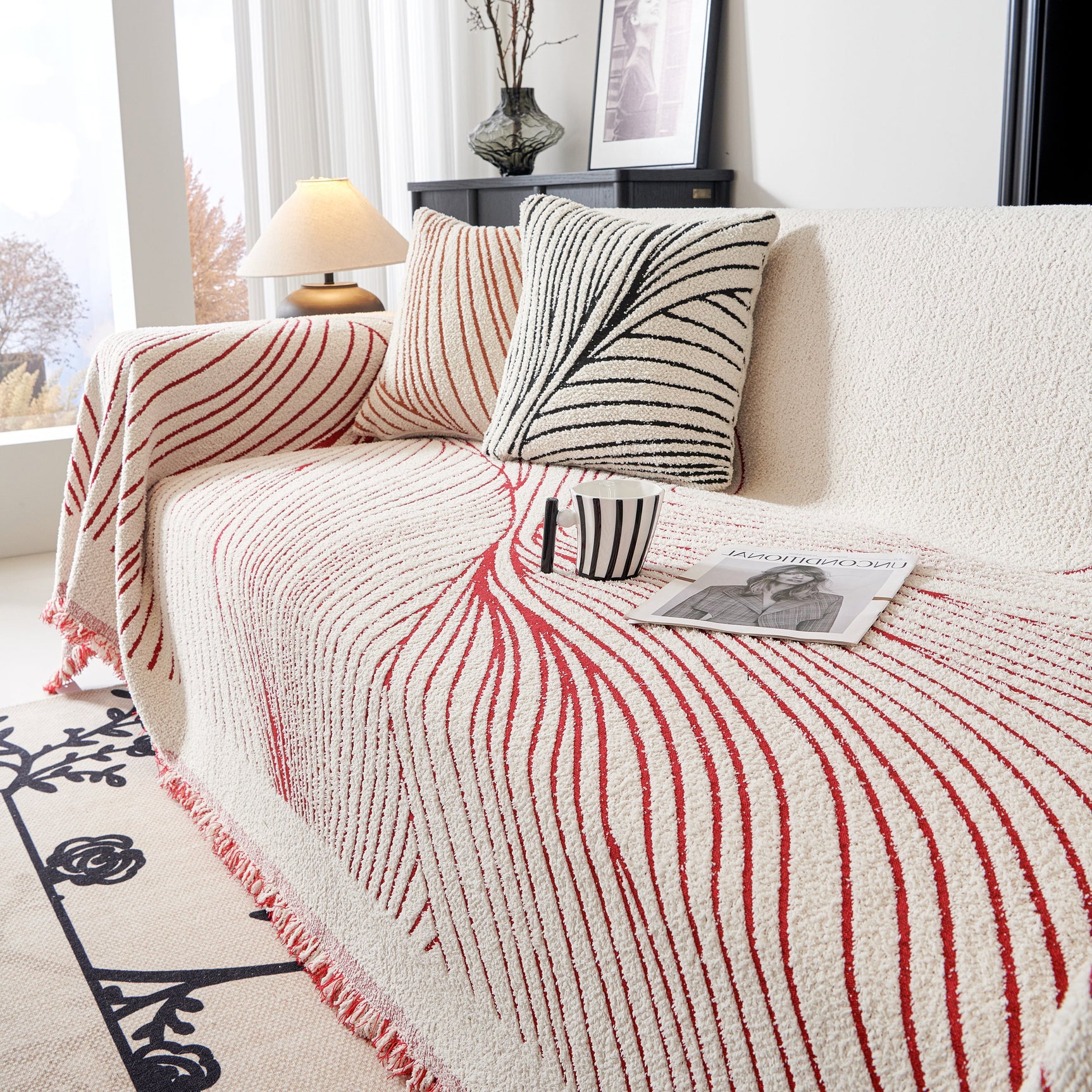 Cozy Striped Sofa Throw Blanket L Shaped Sectional Couch Covers Luxury Throws for Sofas - Ornate Home