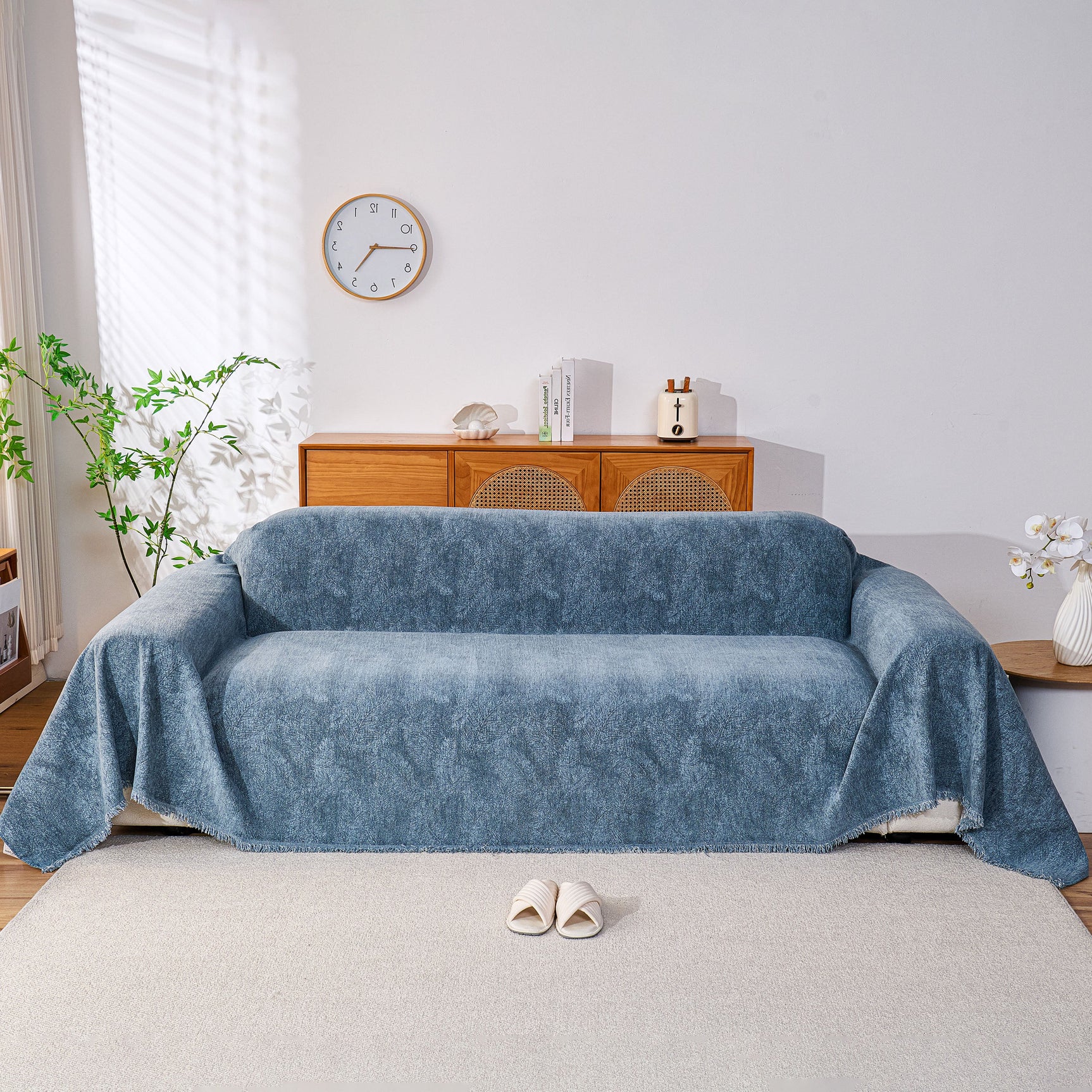 Cozy Textured Couch Protector with Fringe, Universal Soft Slipcover for Couch Sofa Bed - Ornate Home