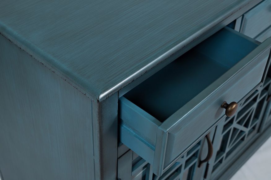 Craftsman Antique Blue 60 Media Unit - Ornate Home