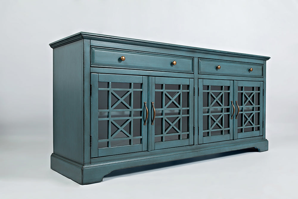 Craftsman Antique Blue 70 Media Unit - Ornate Home