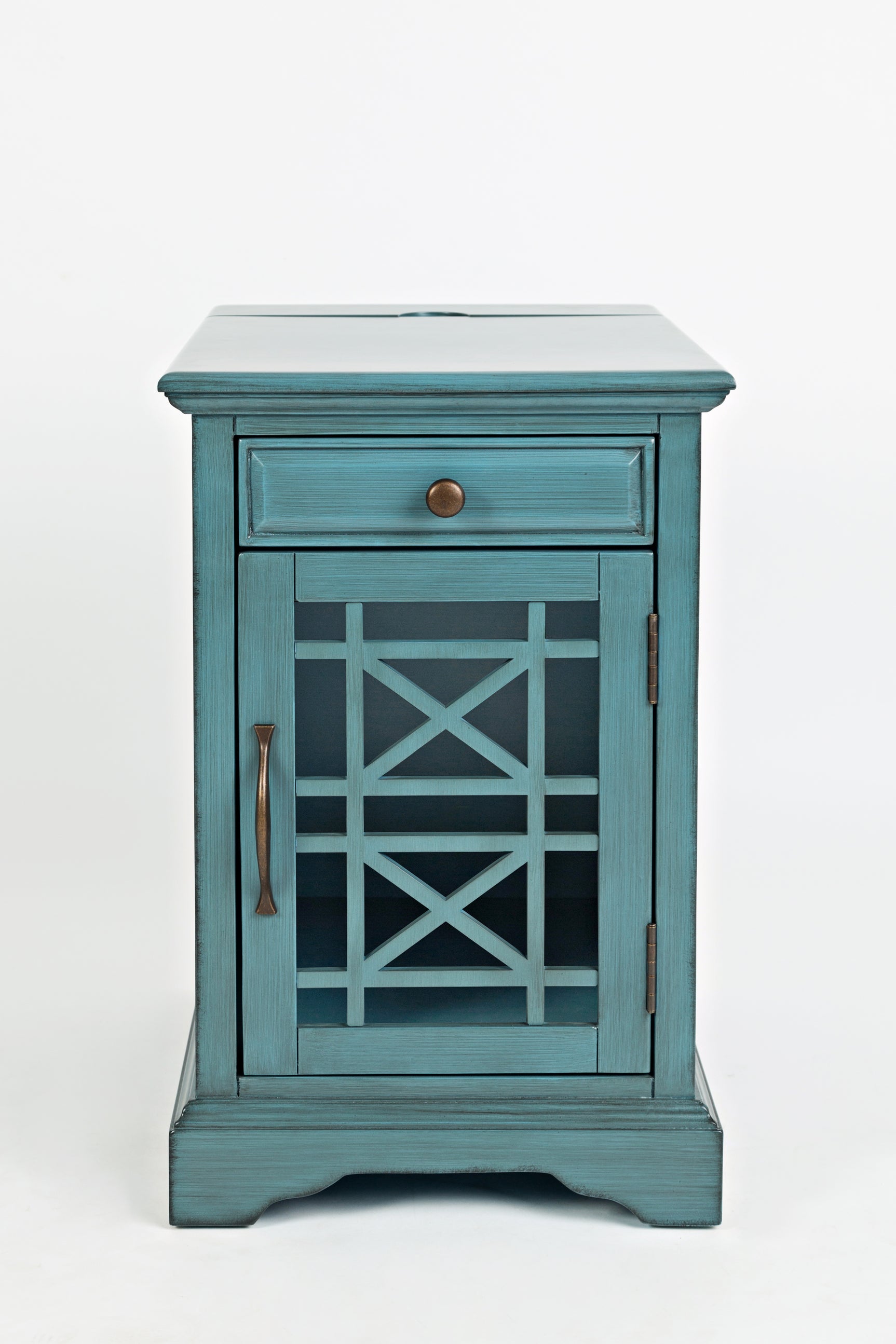 Craftsman Antique Blue Power Chairside Table - Ornate Home