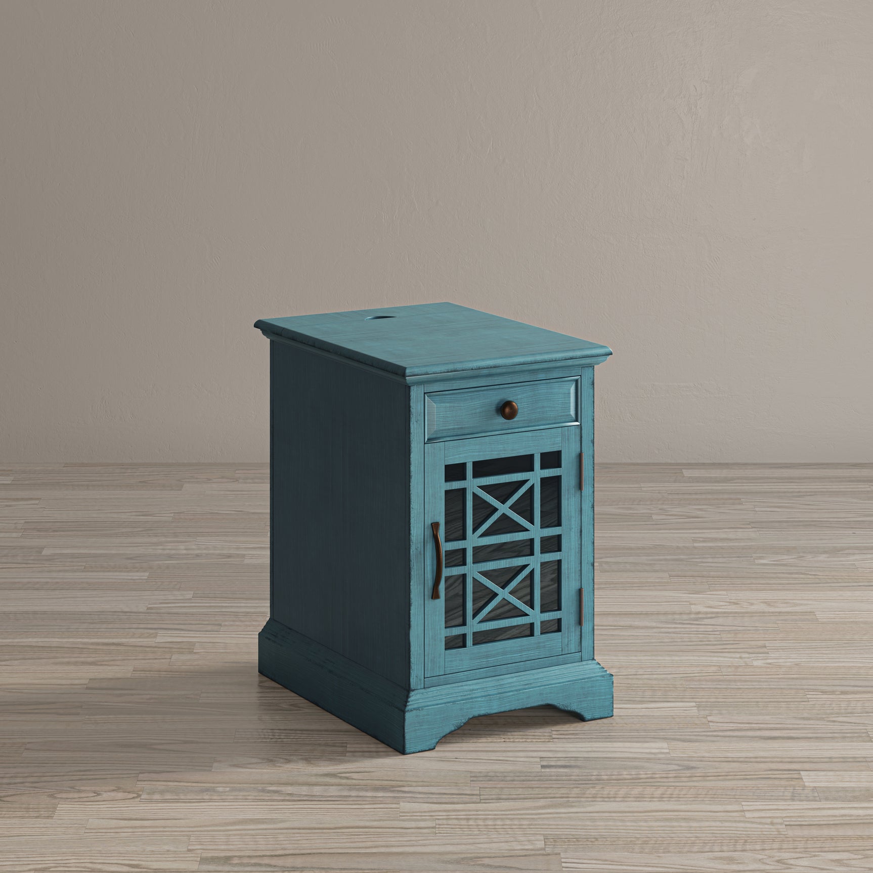 Craftsman Antique Blue Power Chairside Table - Ornate Home