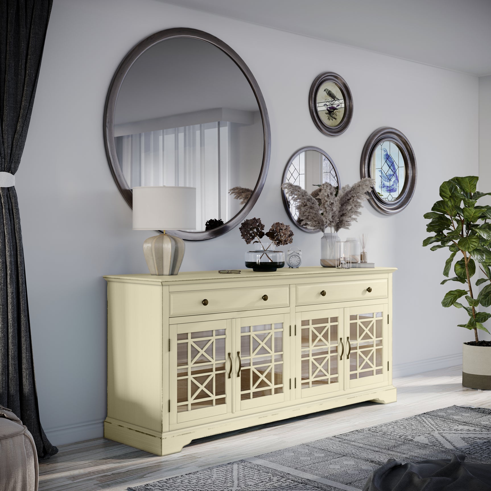 Craftsman Antique Cream 70 Media Unit - Ornate Home