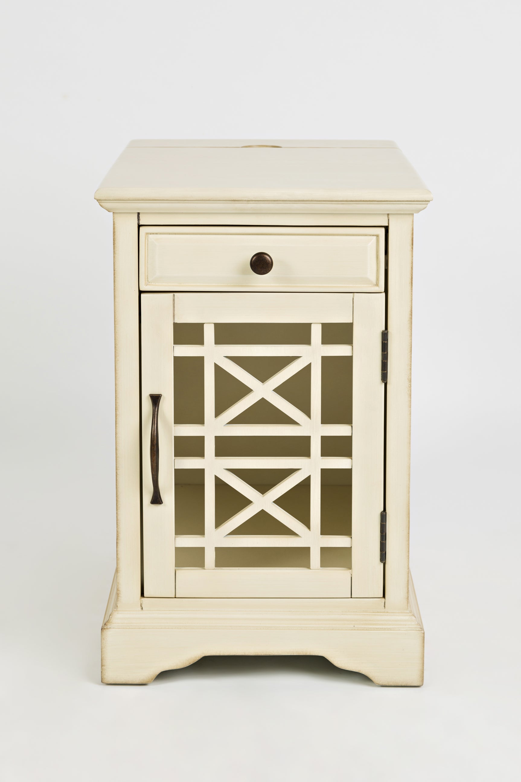 Craftsman Antique Cream Power Chairside Table - Ornate Home