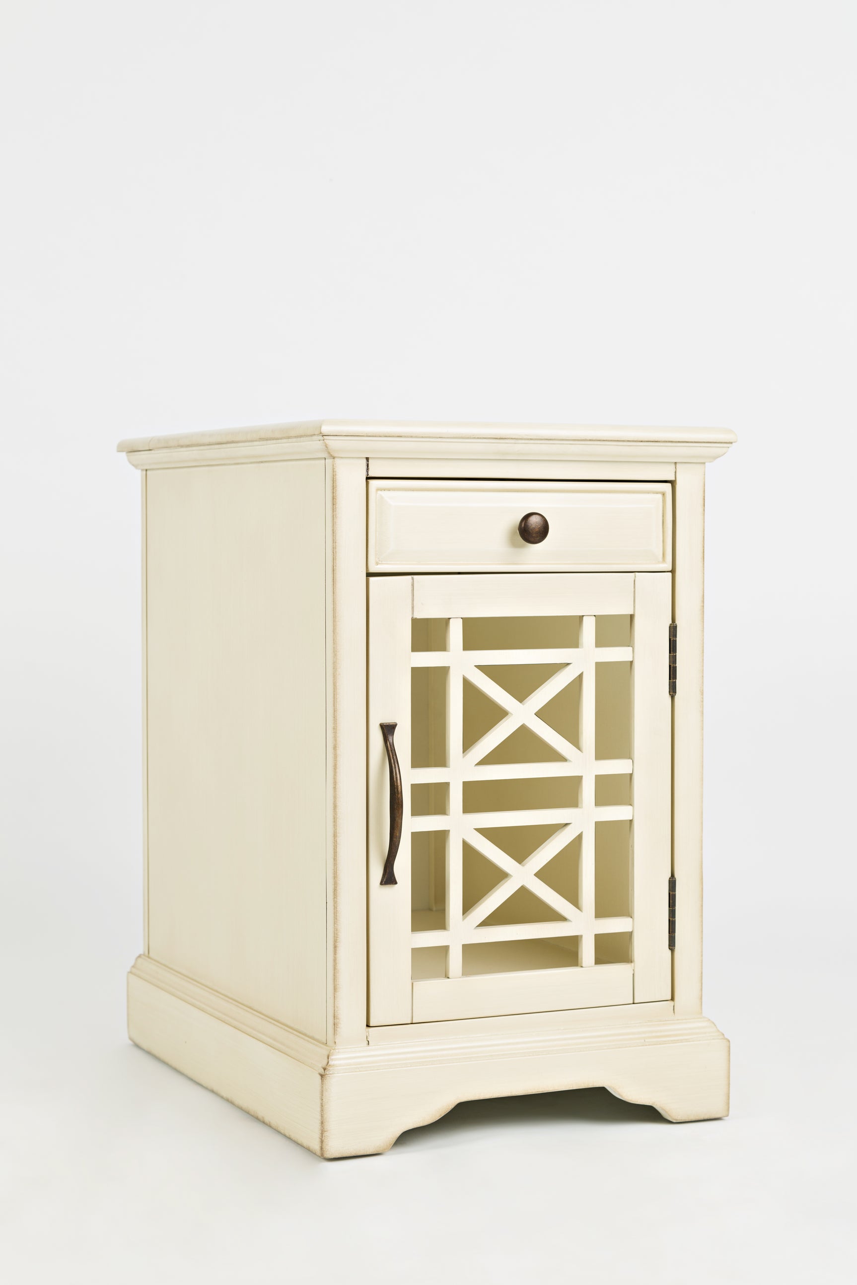 Craftsman Antique Cream Power Chairside Table - Ornate Home
