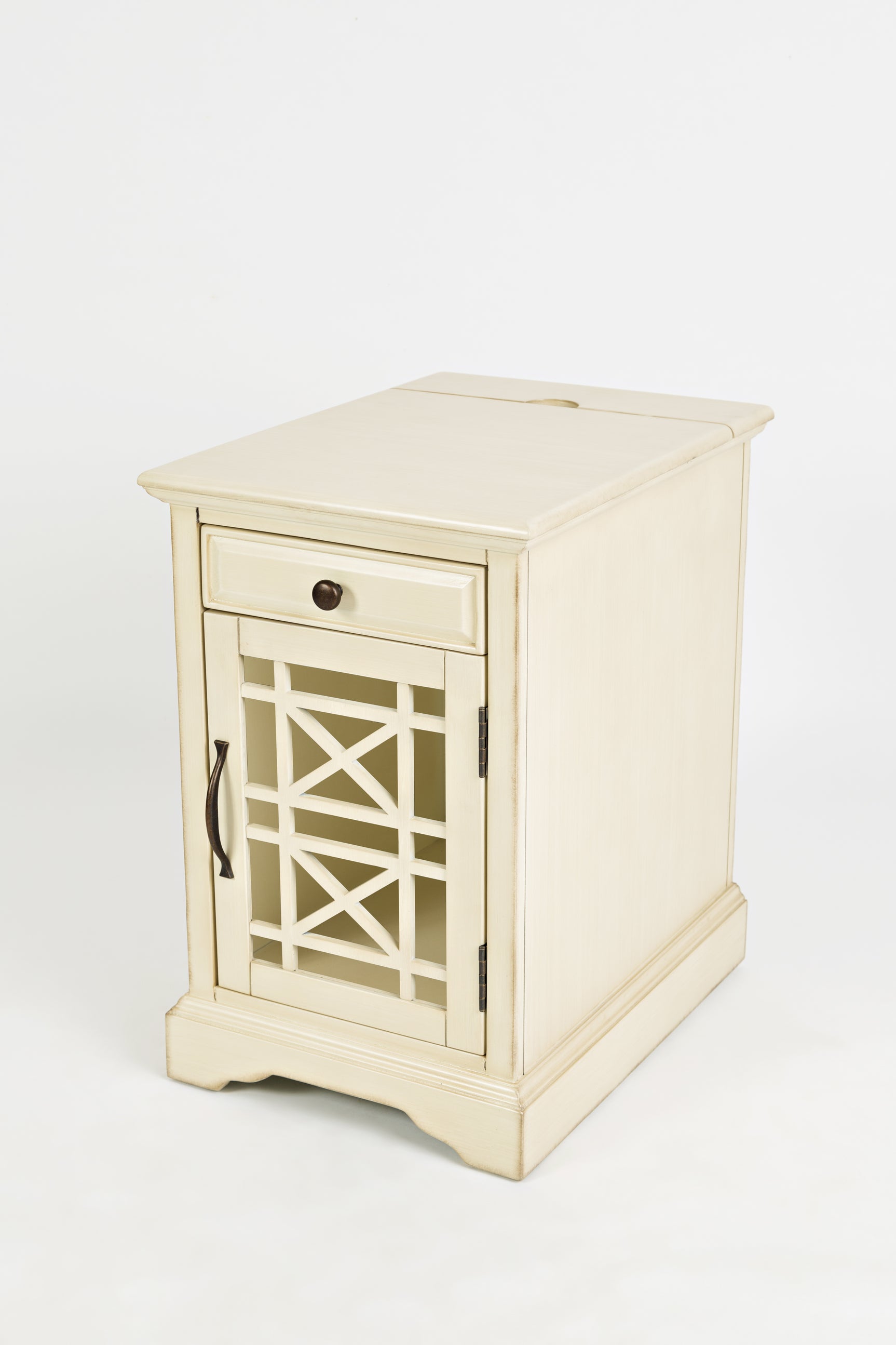 Craftsman Antique Cream Power Chairside Table - Ornate Home