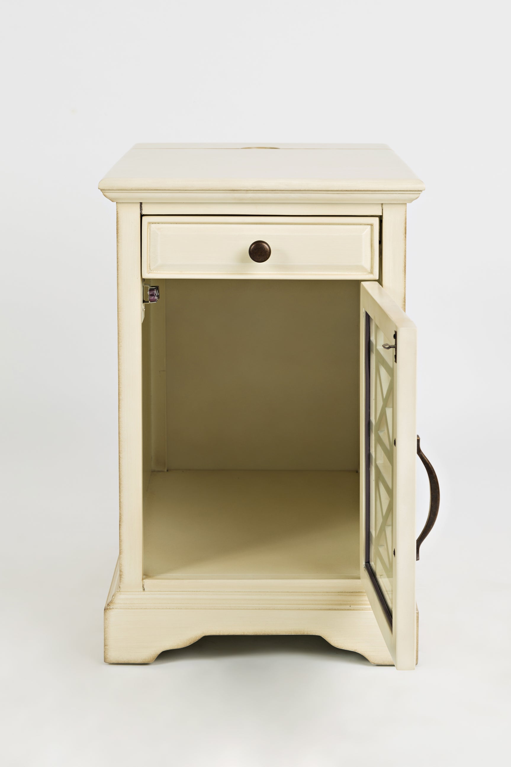 Craftsman Antique Cream Power Chairside Table - Ornate Home