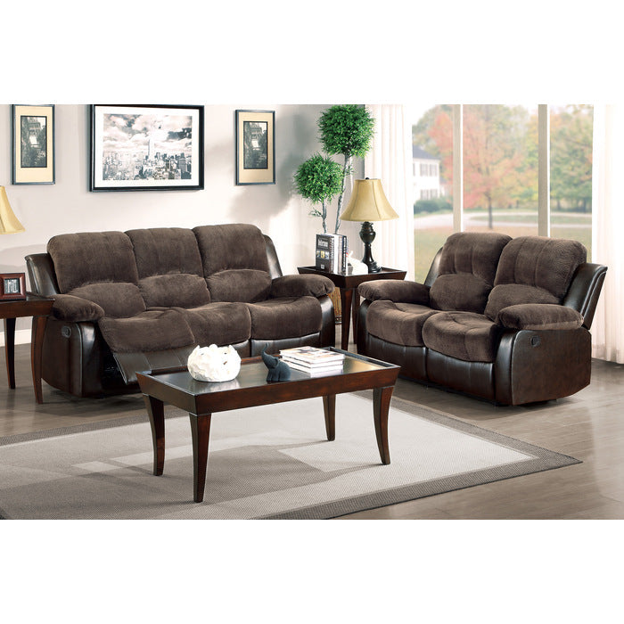 Cranley Brown Double Reclining Sofa Fabric Seating - Ornate Home