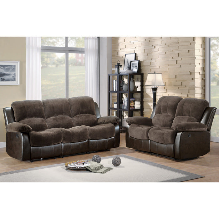 Cranley Brown Double Reclining Sofa Fabric Seating - Ornate Home