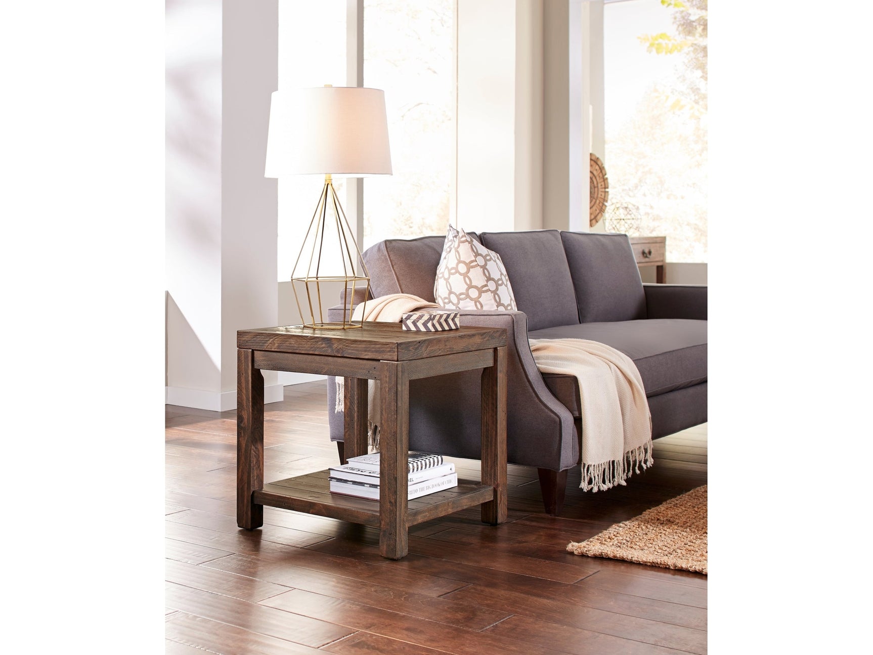 Craster Reclaimed Wood Square Side Table in Smoky Taupe - Ornate Home