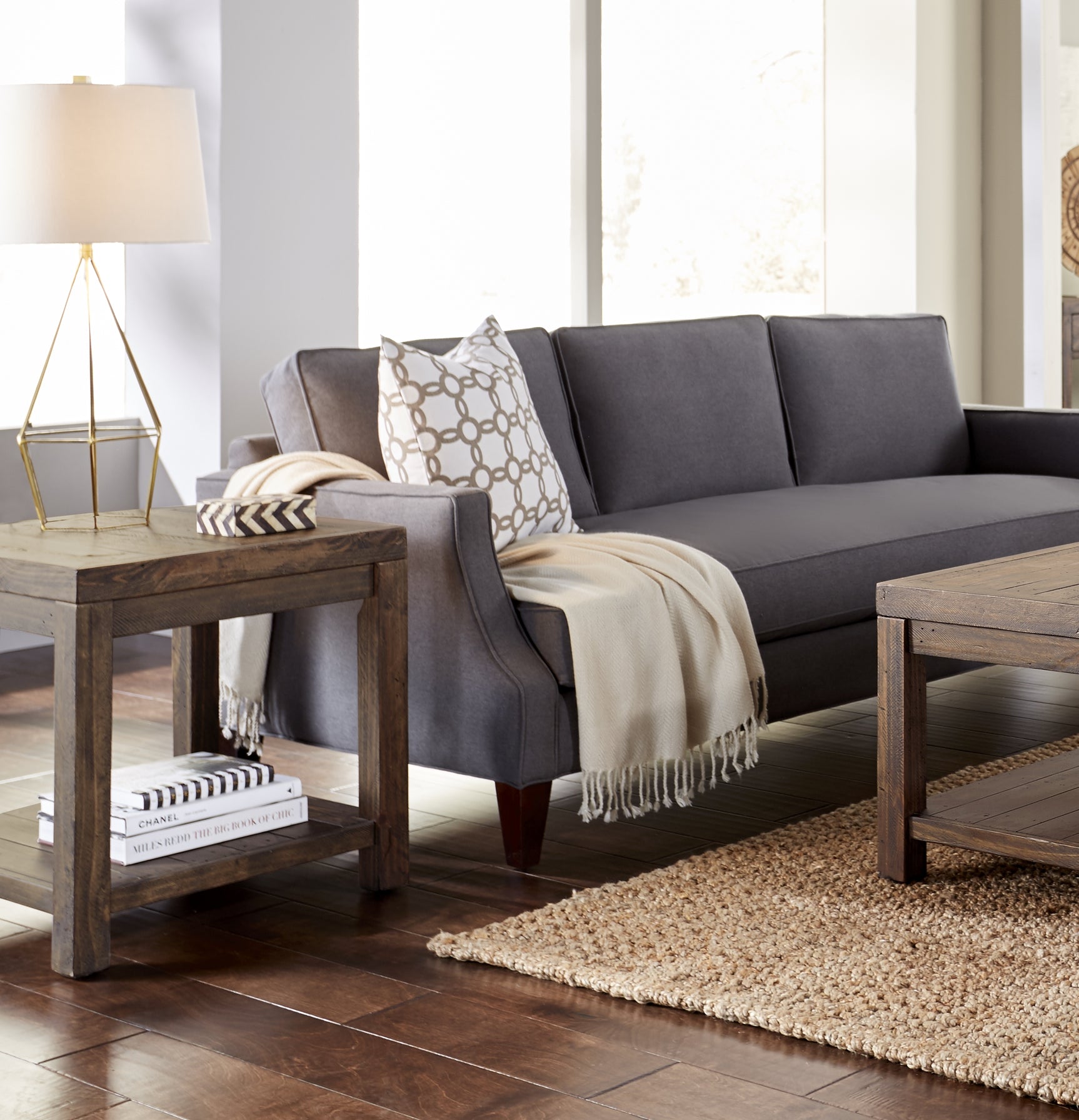 Craster Reclaimed Wood Square Side Table in Smoky Taupe - Ornate Home