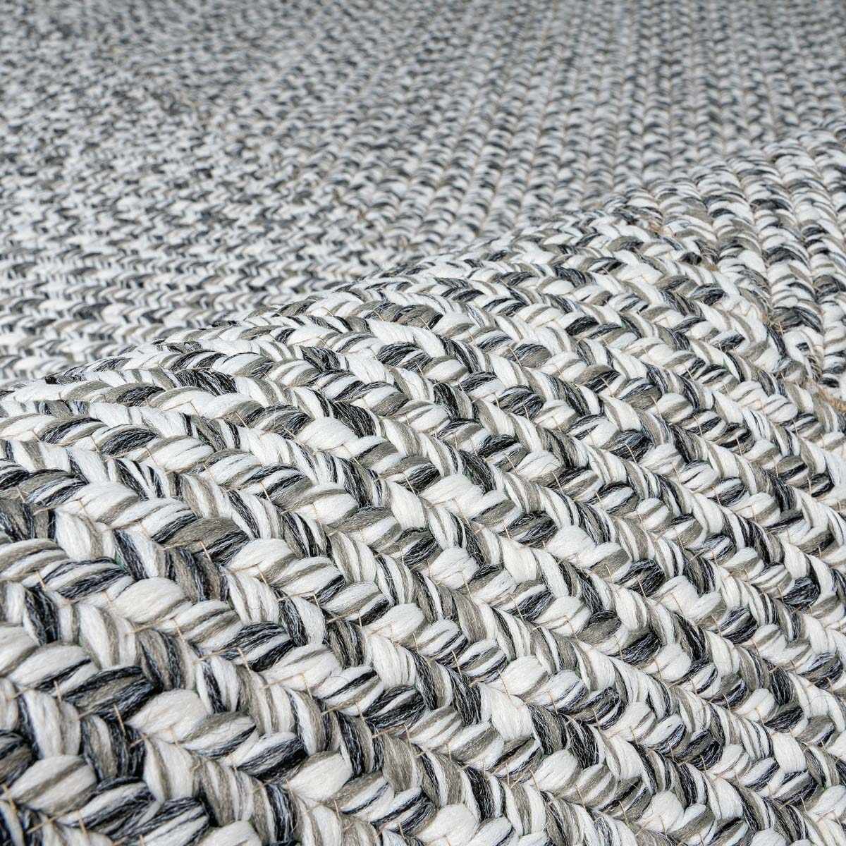 Cream Charcoal Braided Faux Jute Outdoor Rug - Ornate Home