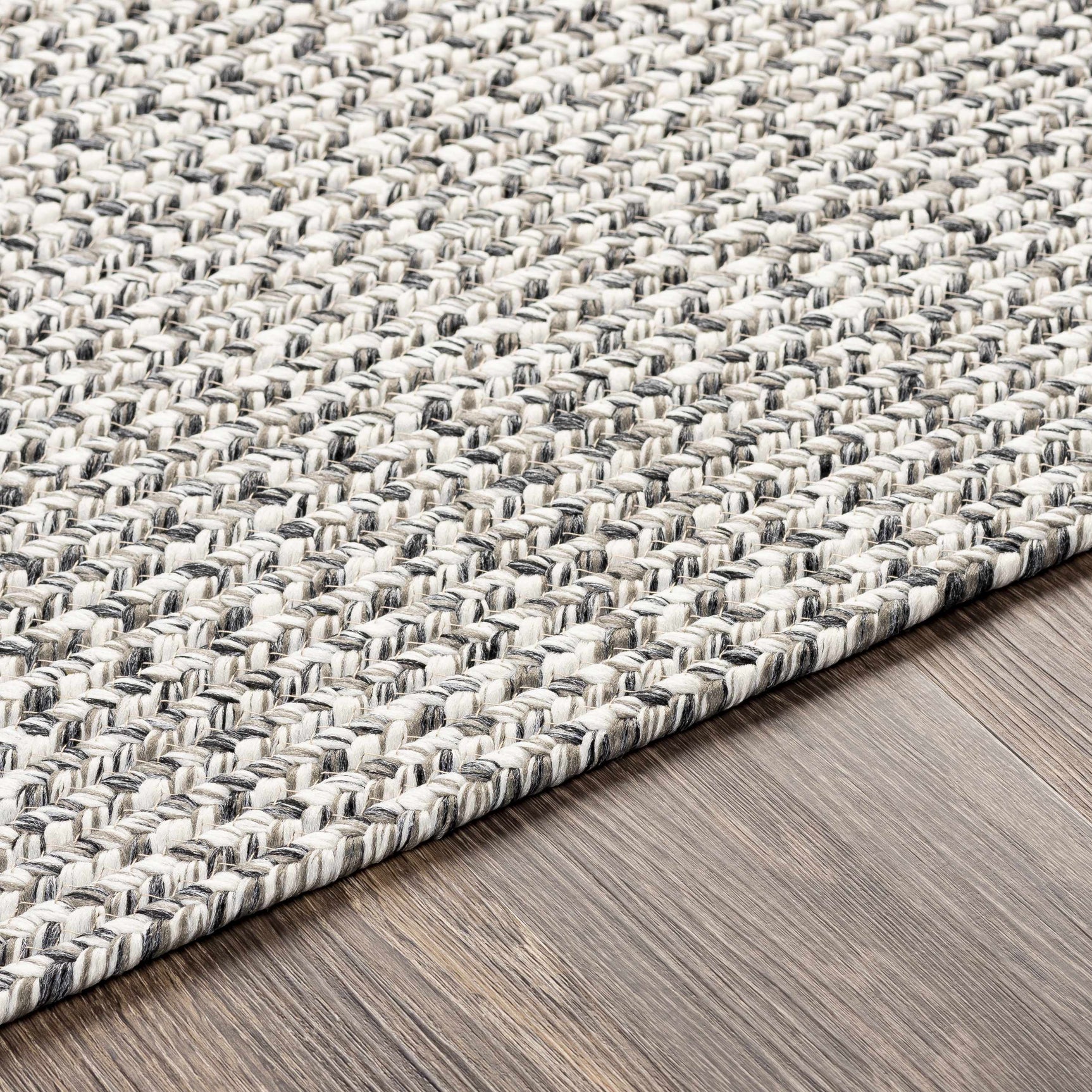 Cream Charcoal Braided Faux Jute Rug - Ornate Home