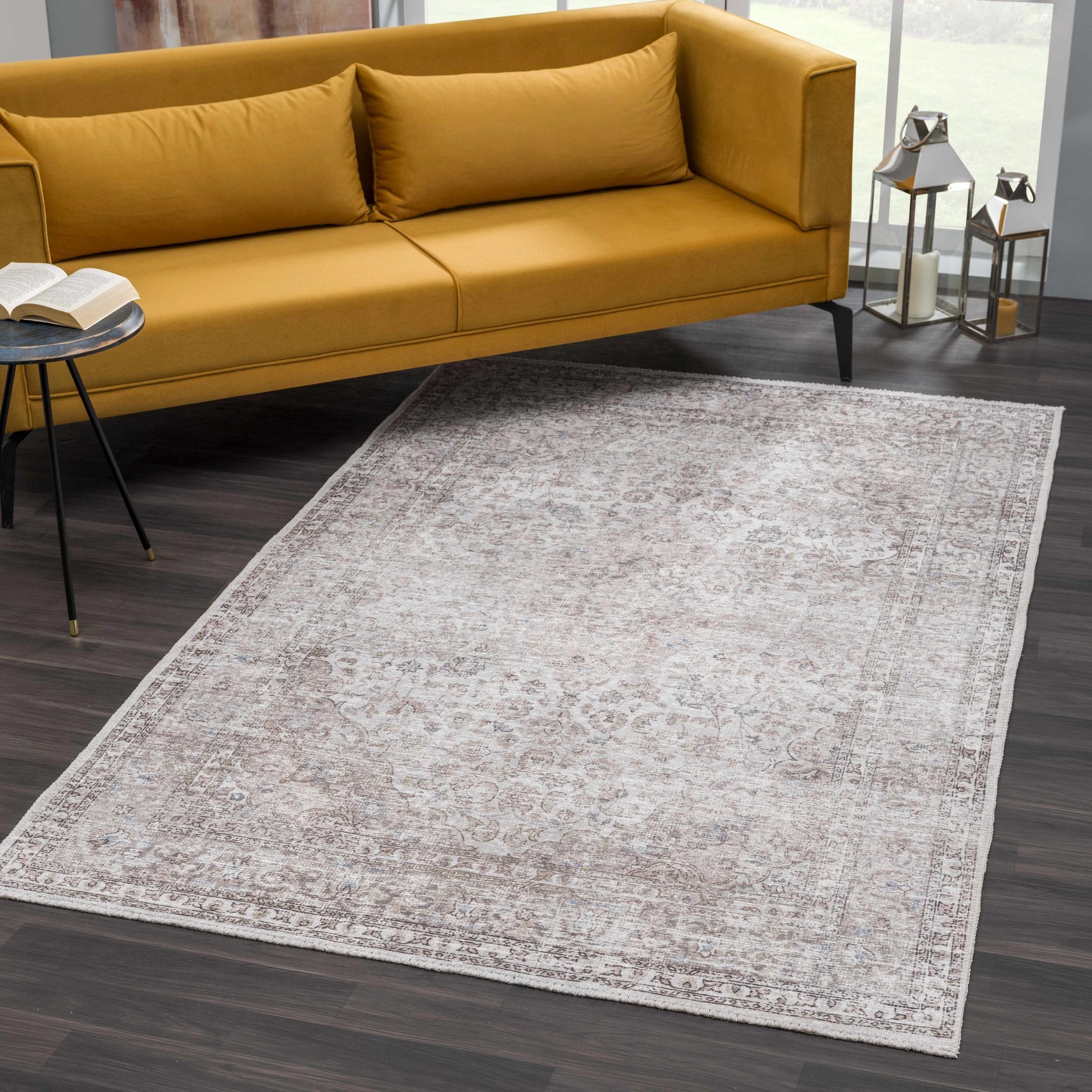 Cream Holi-2301 Washable Area Rug - Ornate Home