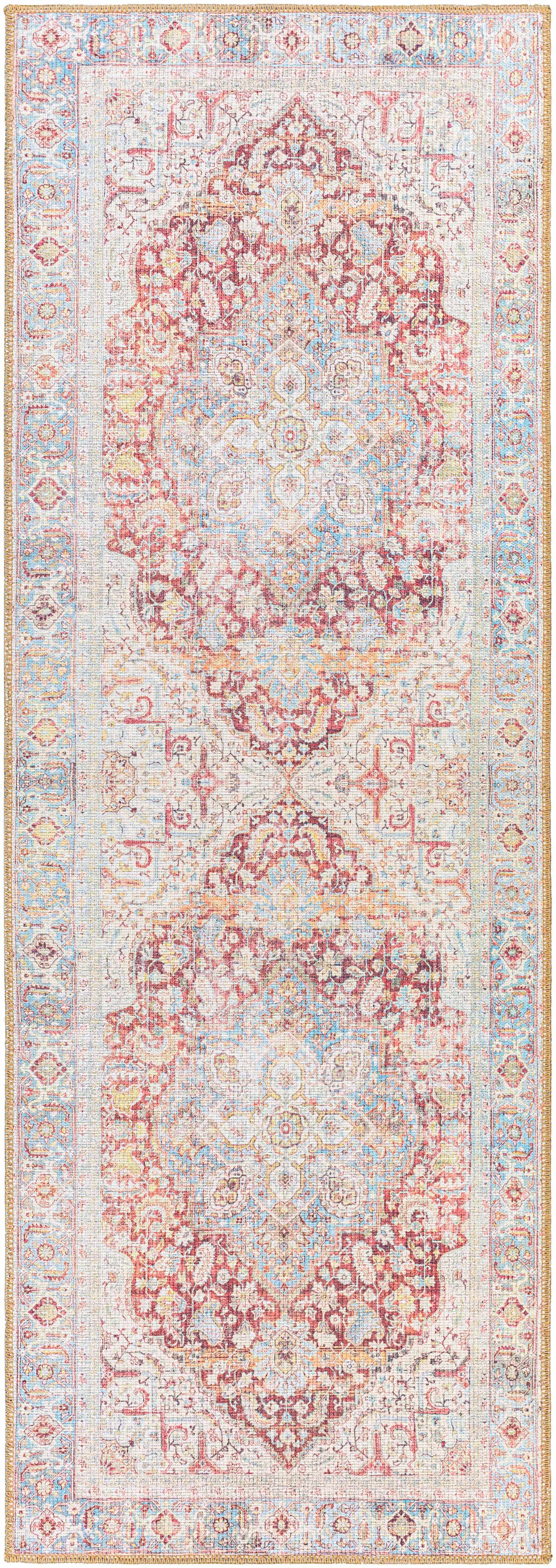 Cream Rust Leeston Washable Rug - Clearance - Ornate Home