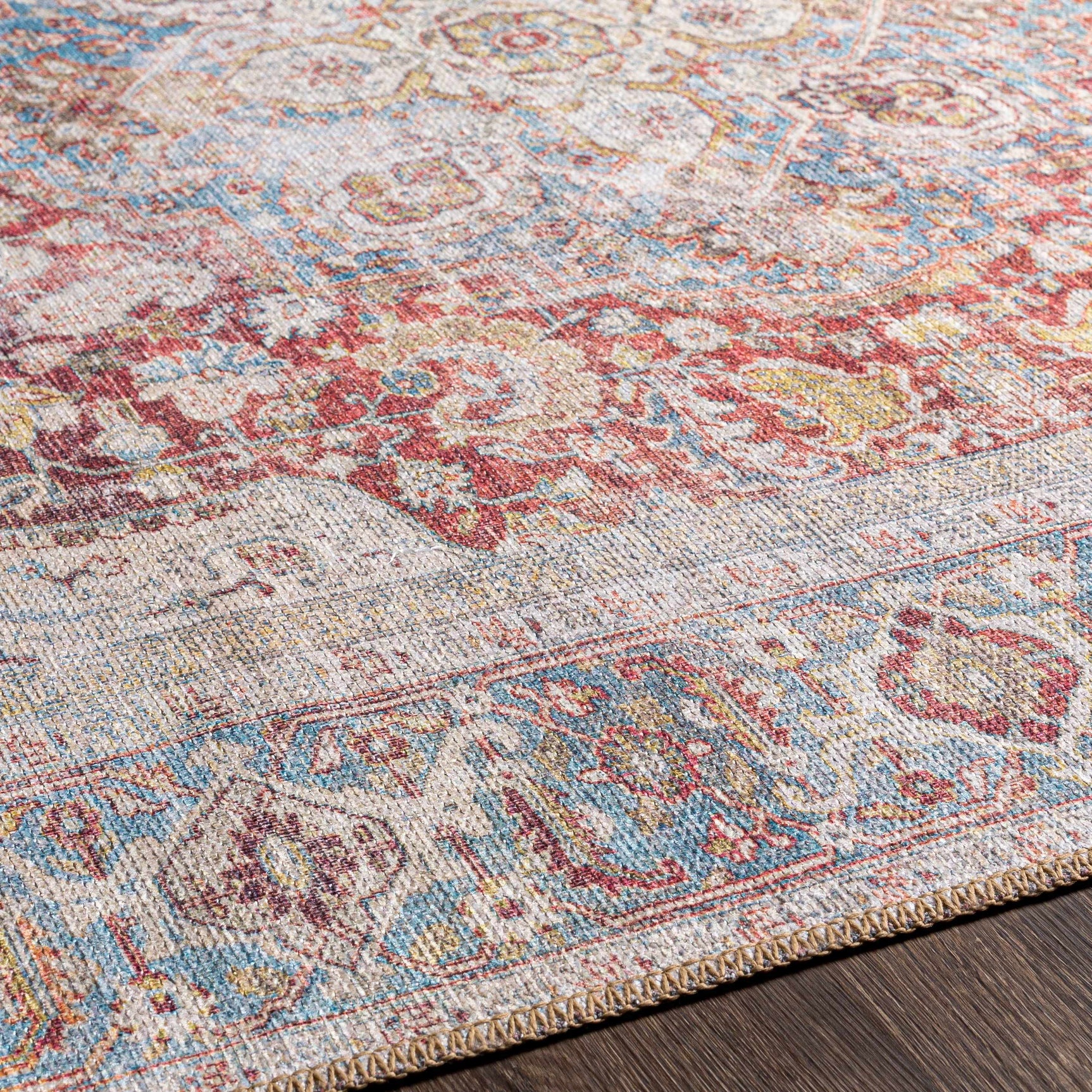Cream Rust Leeston Washable Rug - Clearance - Ornate Home