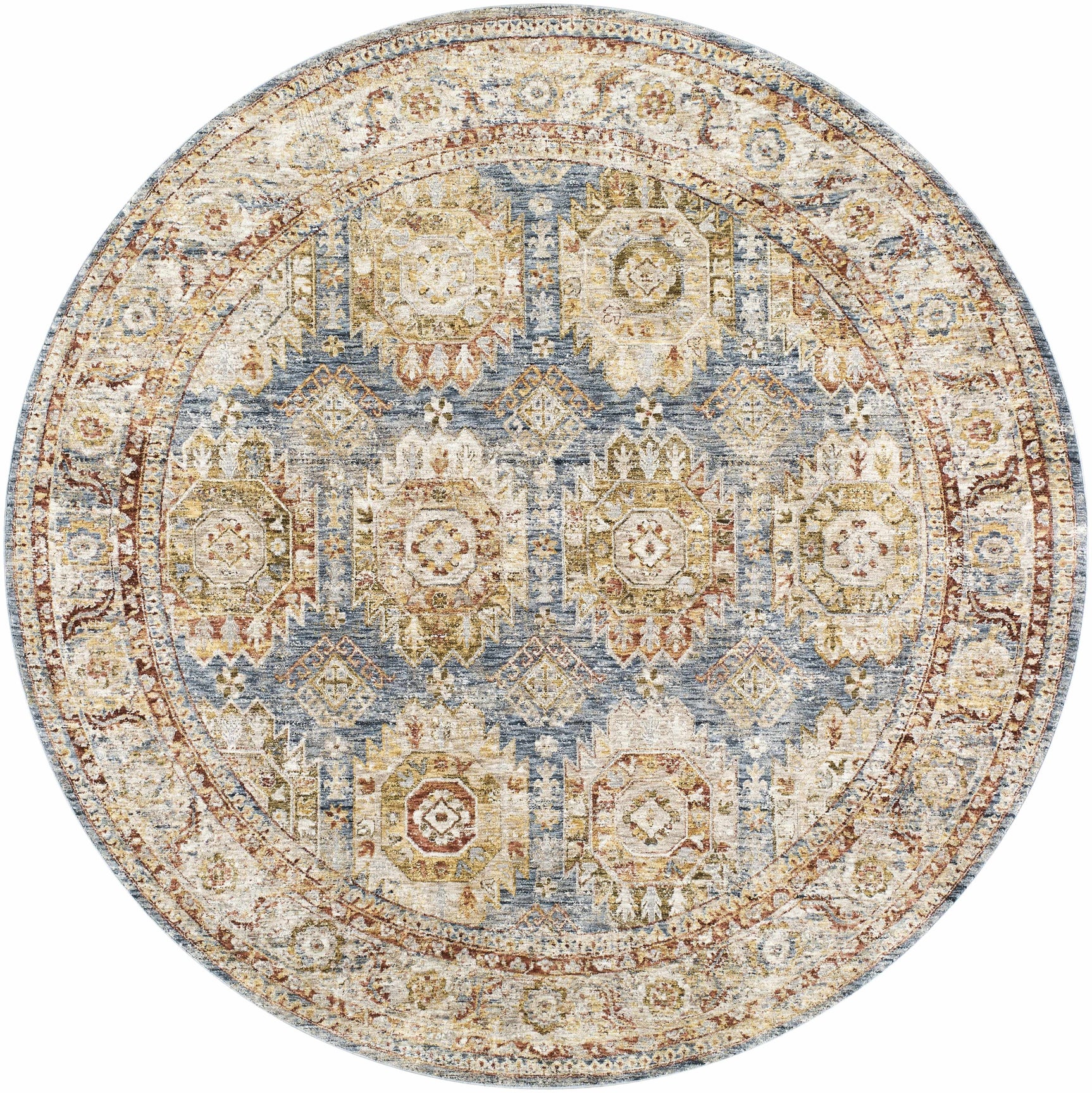 Crescentia Blue & Beige Textured Rug with Fringes - Ornate Home