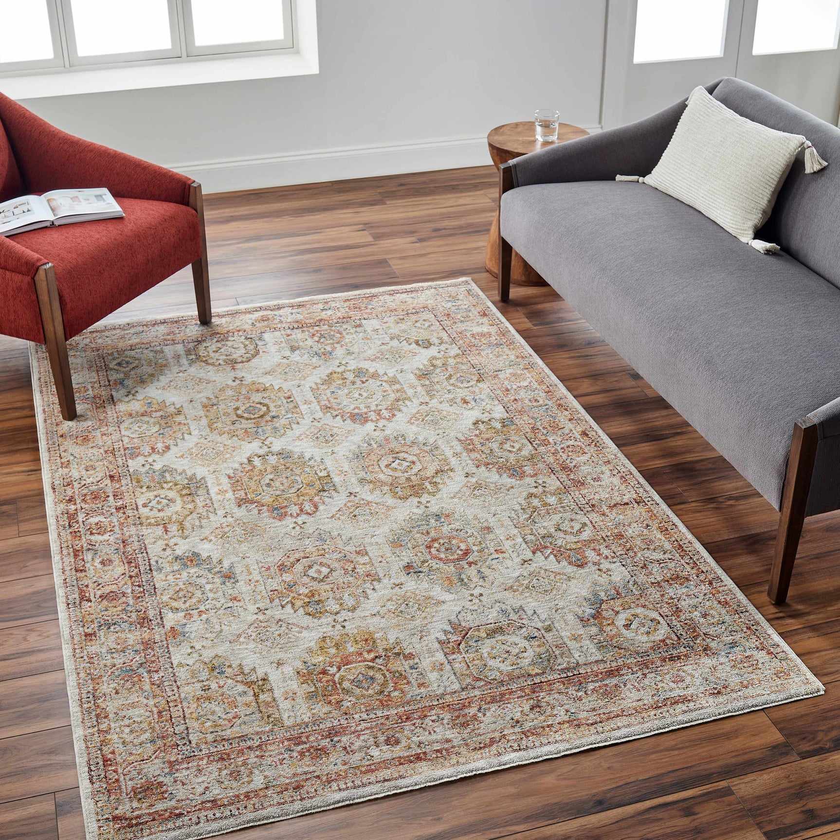 Crescentia Cream Textured Rug with Fringes - Ornate Home